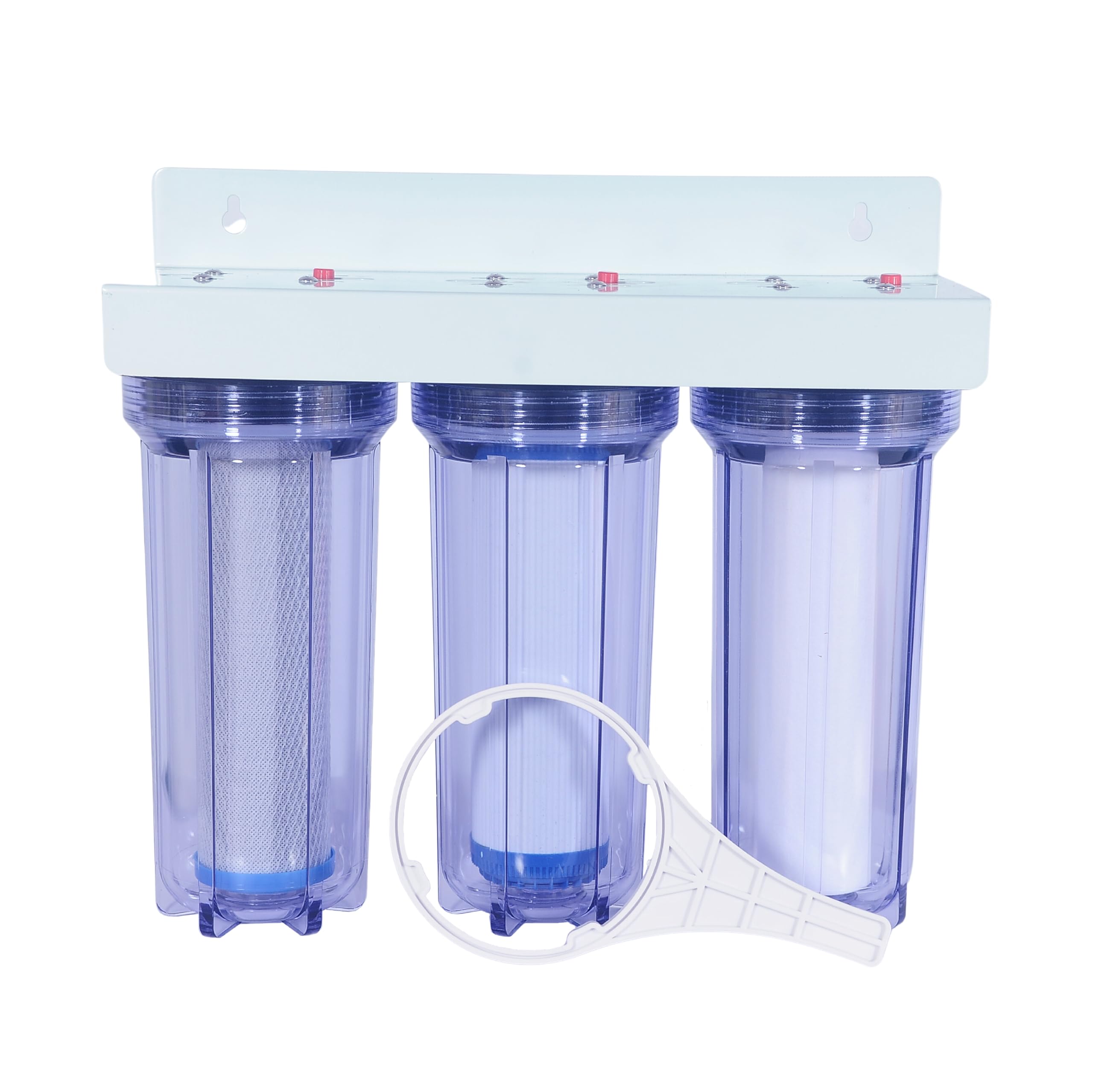 RiverSoft 3-Stage Pre-Filter System With Inbuilt Mounting Clamp | PP Spun, CTO & GAC Cartridges | Inline/Under-Sink Filter (Transparent Housing, 1-Inch Inlet/Outlet, PP)-image-11