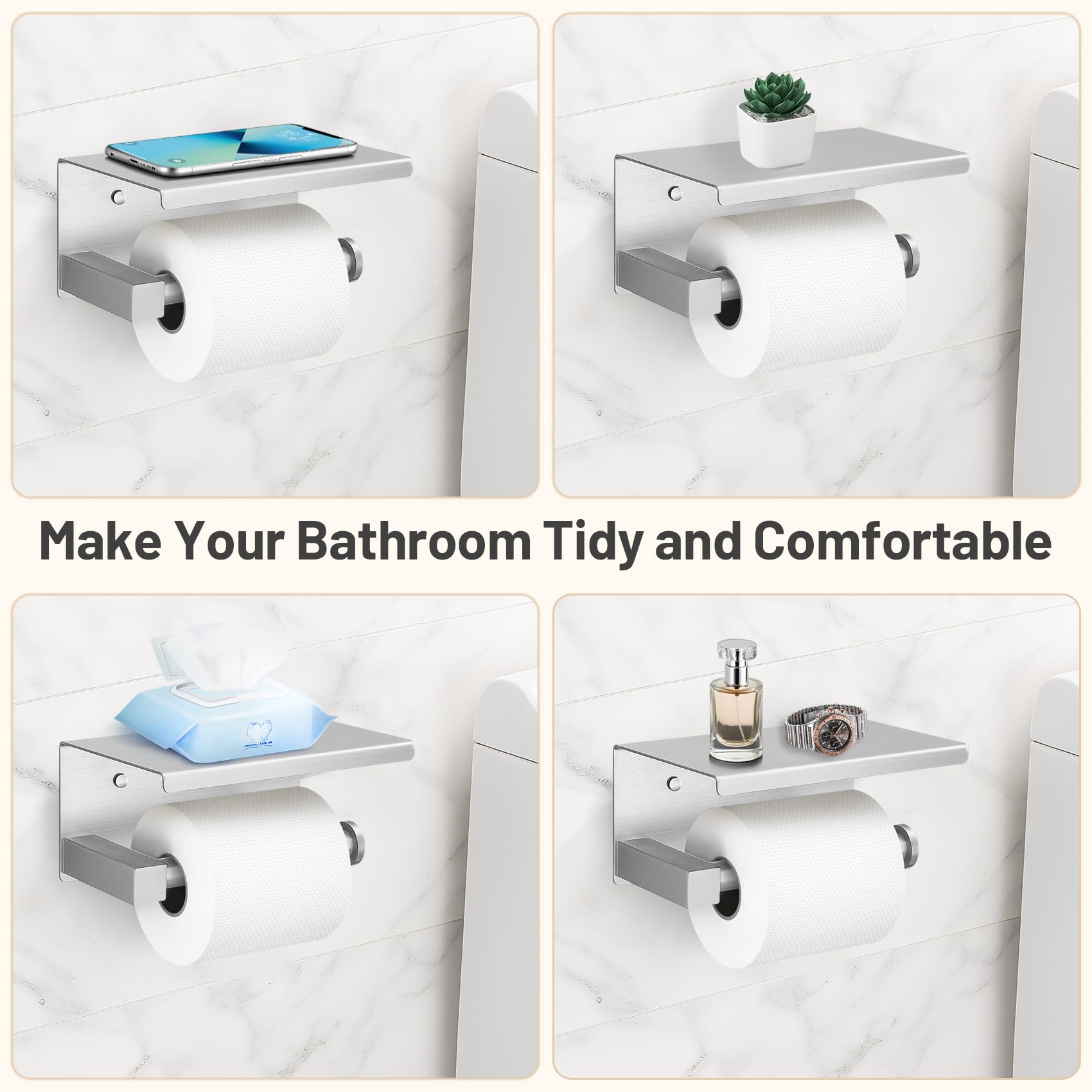 TURS Porta carta igienica con telefono, porta carta igienica per bagno, in acciaio inossidabile SUS 304, per bagno o cucina, cromato