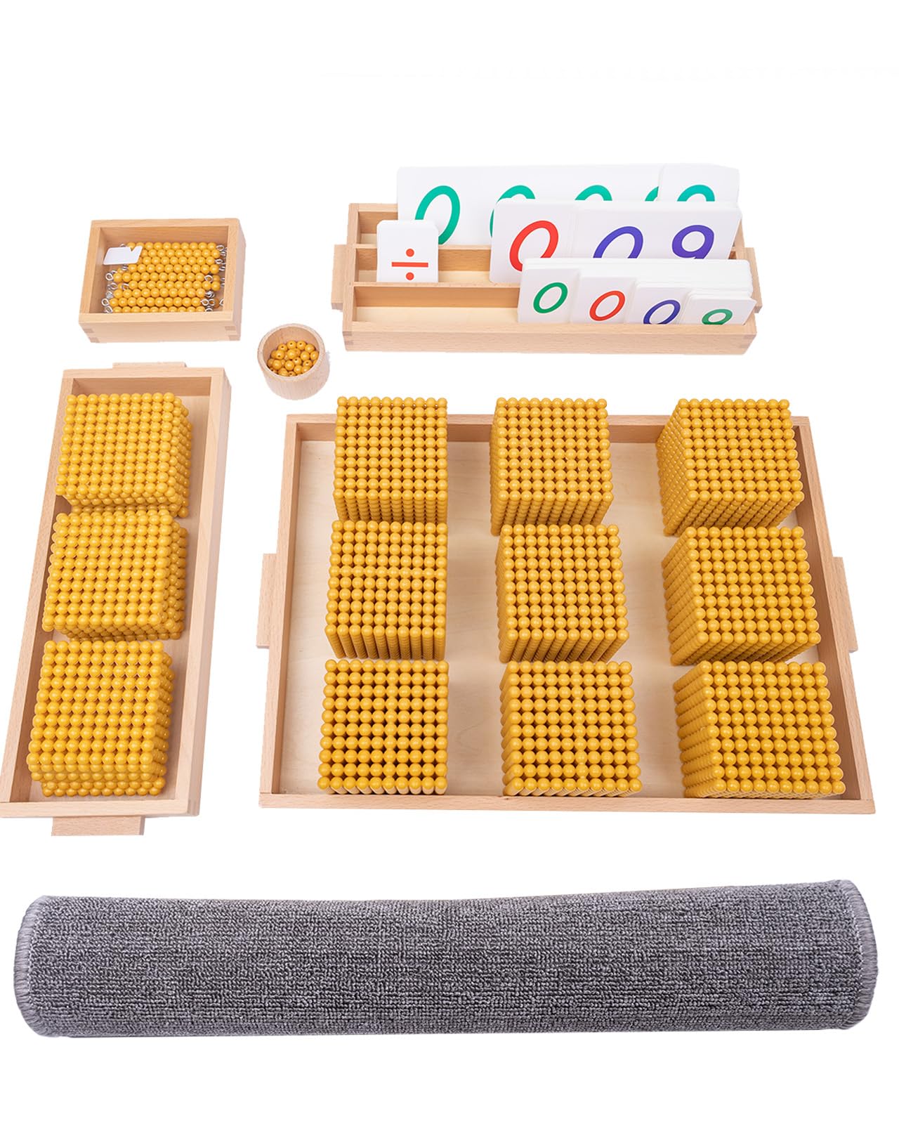 Montessori Golden Beads with Soft Carpet,Montessori Math,Decimal System Bank Game,Good Choice for Learning Math