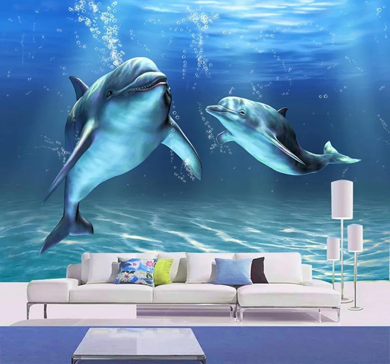 XLMING Fresh Three Dimensional Ocean Dolphin Aquarium 3D Wallpaper Luxury Home Dining Decor Paste Sofa Living Room The Wall for Bedroom Mural-400cm×280cm