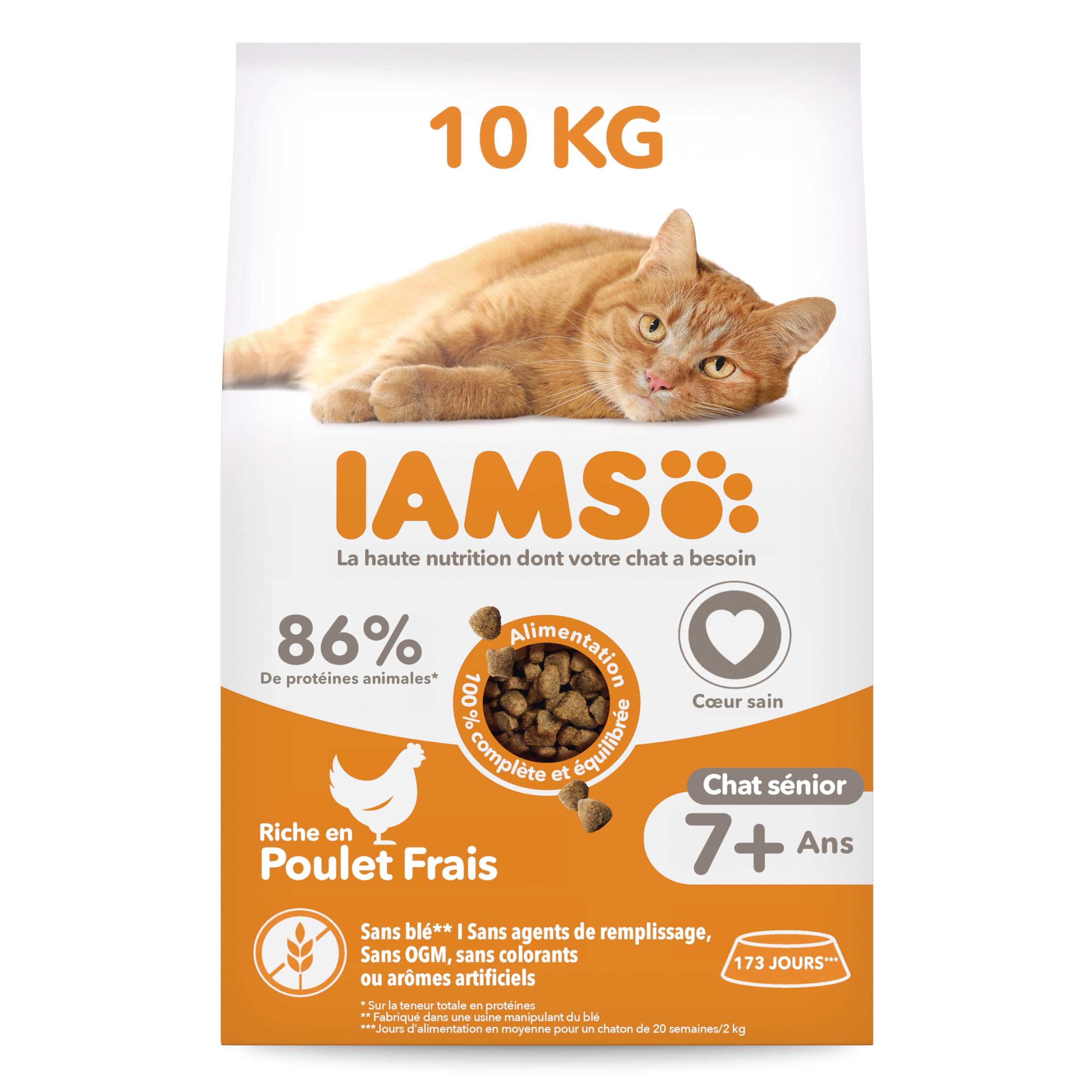 IAMS Croquette au Poulet pour Chat Senior 10 kg