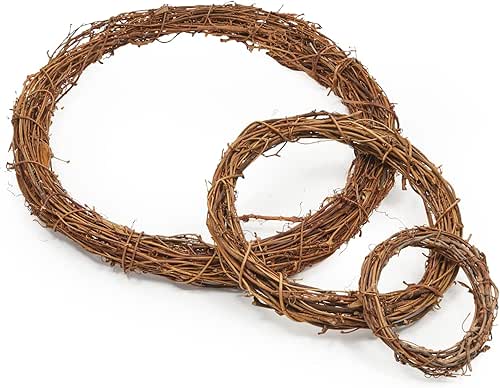 3-Pack Grapevine Wreath Set, Vine Branch Farmhouse Decor for Crafts,