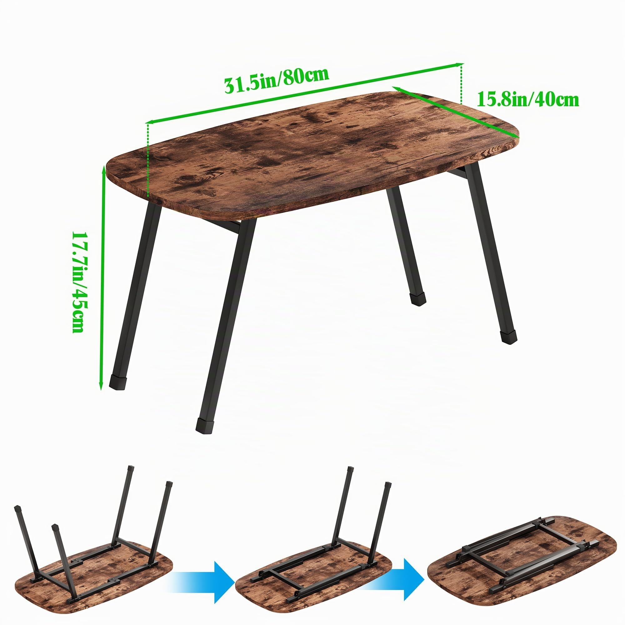 Mesa de centro ovalada, pequeñas mesas de centro plegables para sala de estar, muebles modernos de mediados de siglo, mesa de té, mesa auxiliar para sofá, escritorio de piso plegable para
