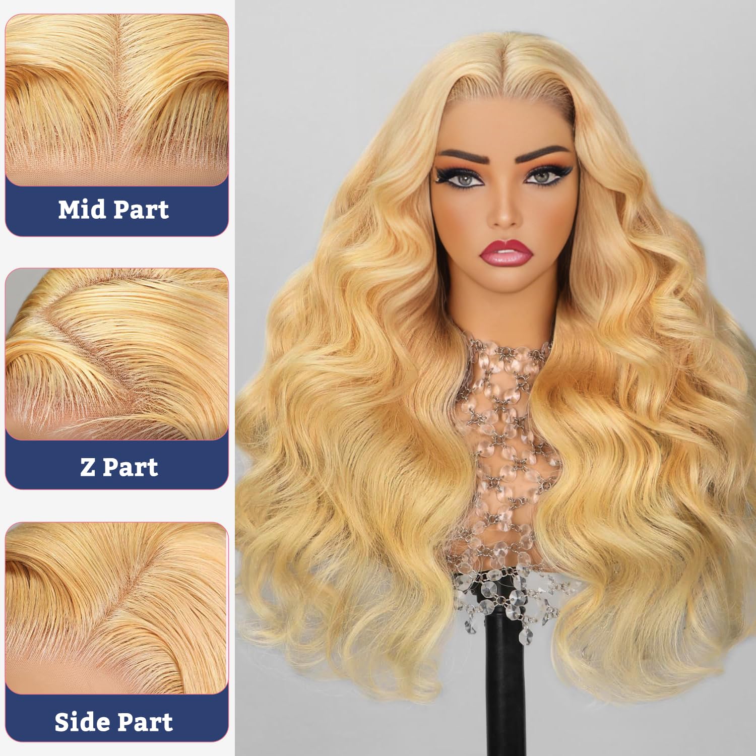 Amazon.com : BXW 26 Inch Honey Blonde Wig Human Hair 220  display picture 1
