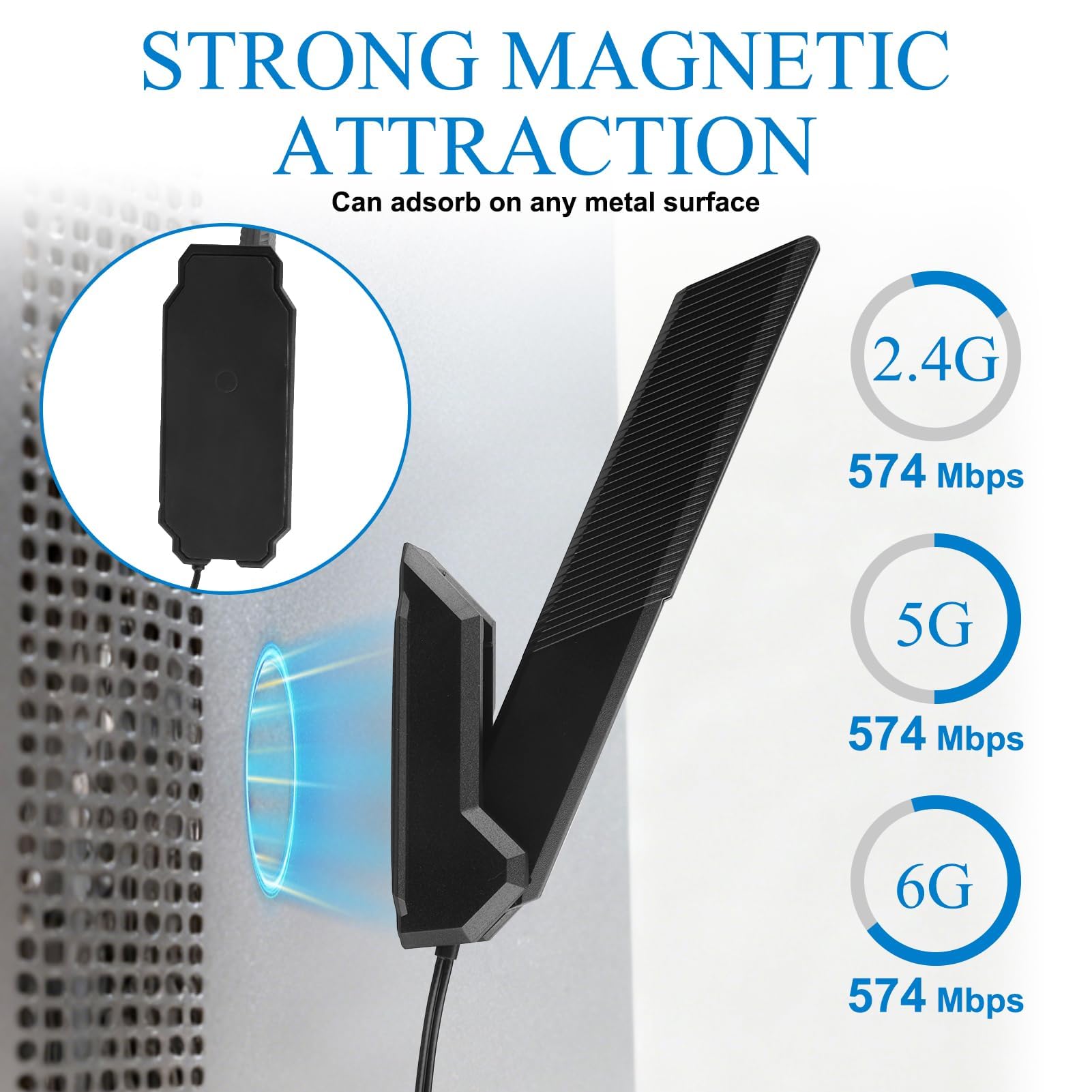 Antenna WiFi 6E 12dBi a 3 bande per router scheda madre da gioco ASUS ROG/Maximus/GIGABYTE/MSI 2.4GHz 5GHz 6GHz base magnetica pieghevole Omni Antenna per Wi-Fi 6/6E AX AXE Router PC Bluetooth