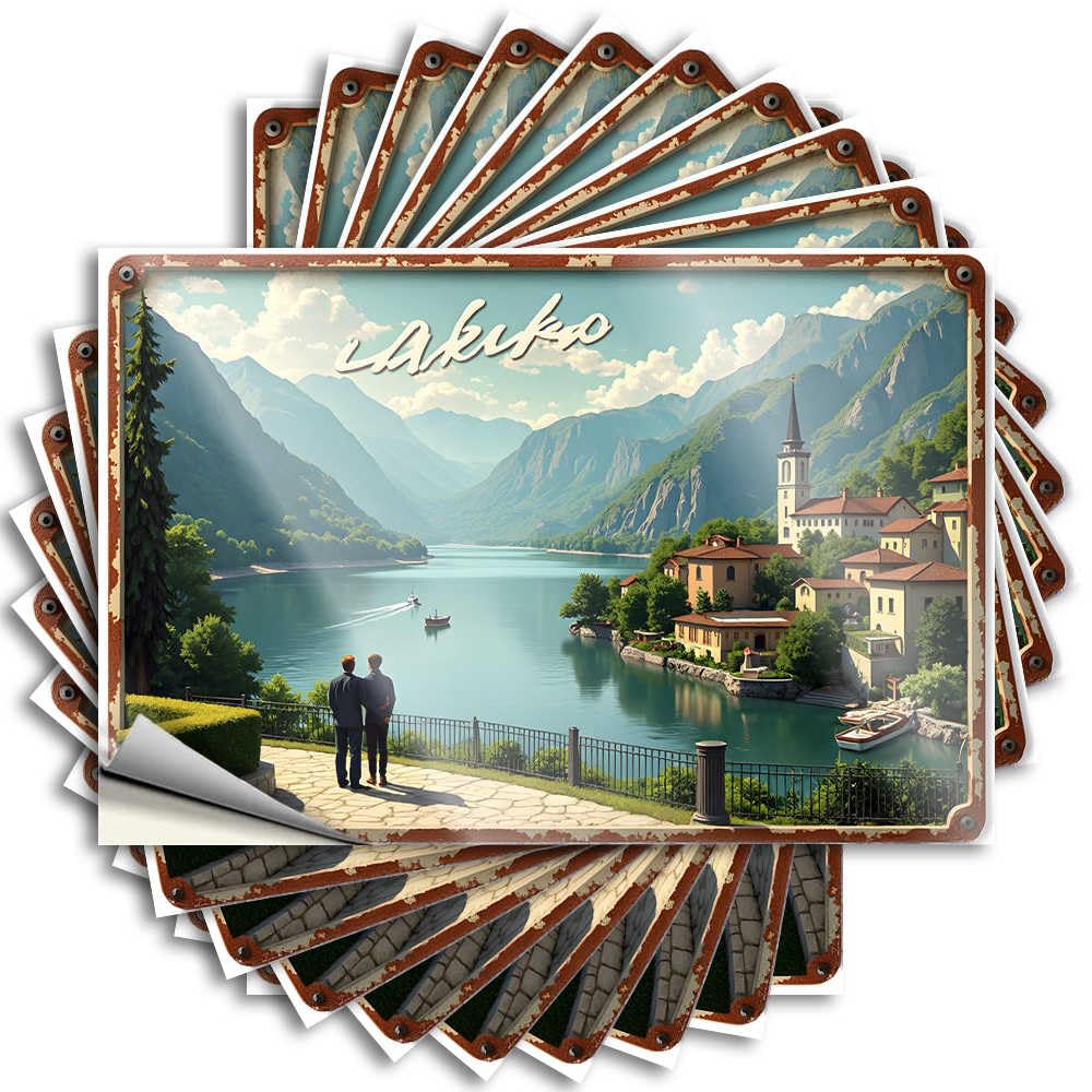 Decals Men Decor Vinyl Sticker | Romantic Lakefront View with Mountains in The Background Coastal for Farmers Use(12X18CM)