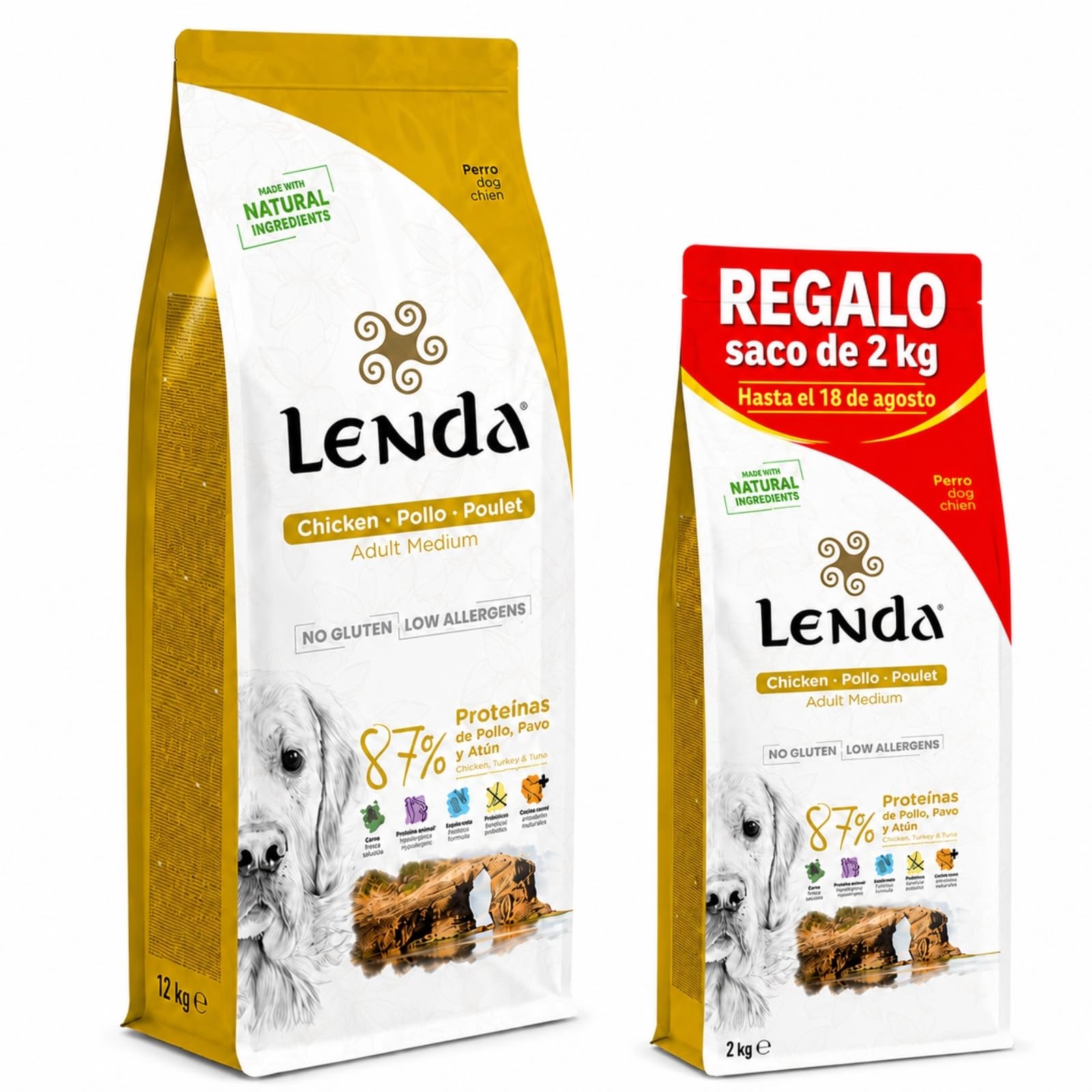 Lenda Chicken 12 Kg - Pienso para Perros Jóvenes y Adultos con Actividad Normal | Comida para Perros de Todas Las Razas| Pollo y Pavo | Natural