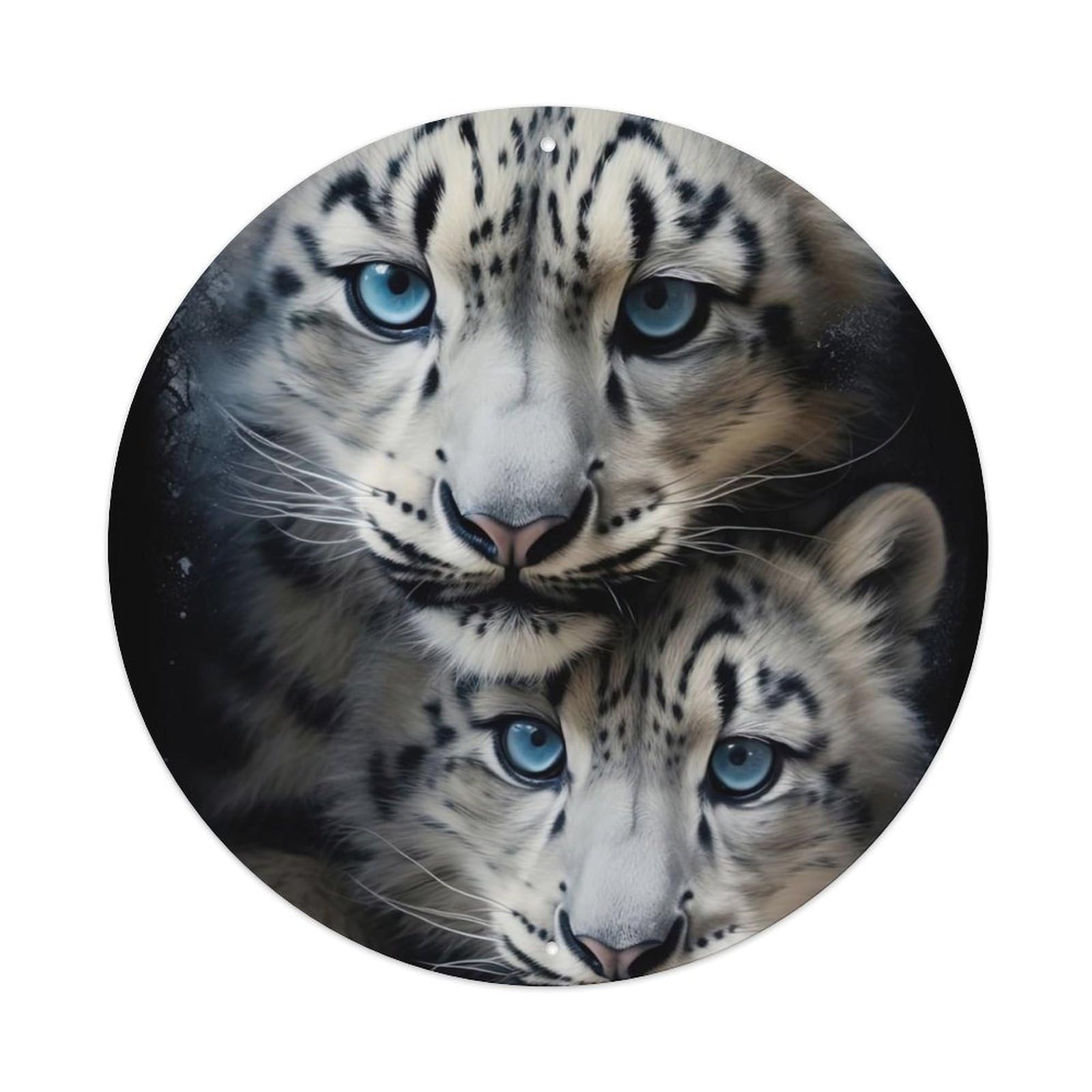 Animal Artwork Two Snow Leopards Metal Tin Sign