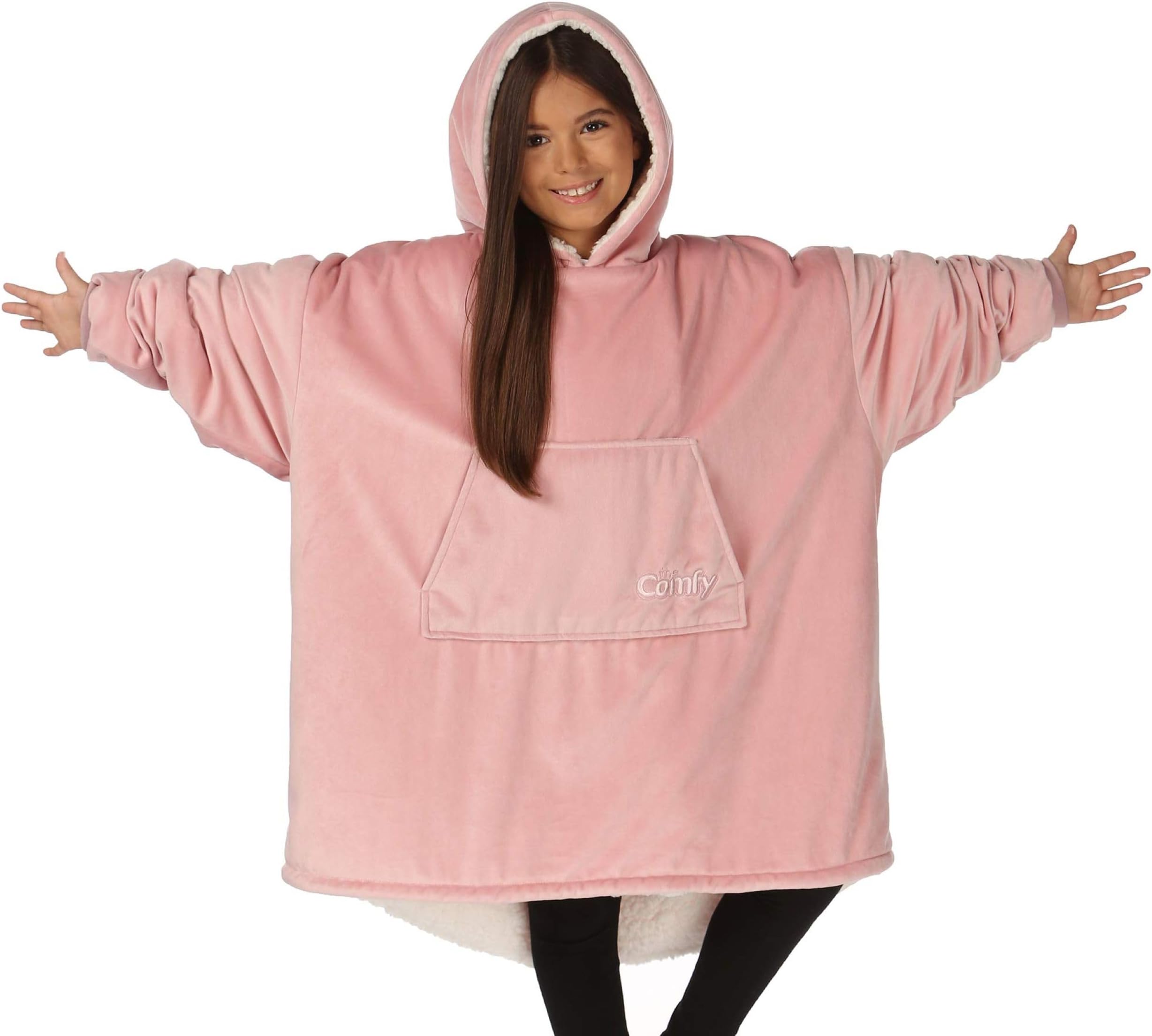 Original Jr | Shark Tank | Patented | Kids Oversized Sherpa Wearable Blanket Hoodie | Gift for Boys & Girls