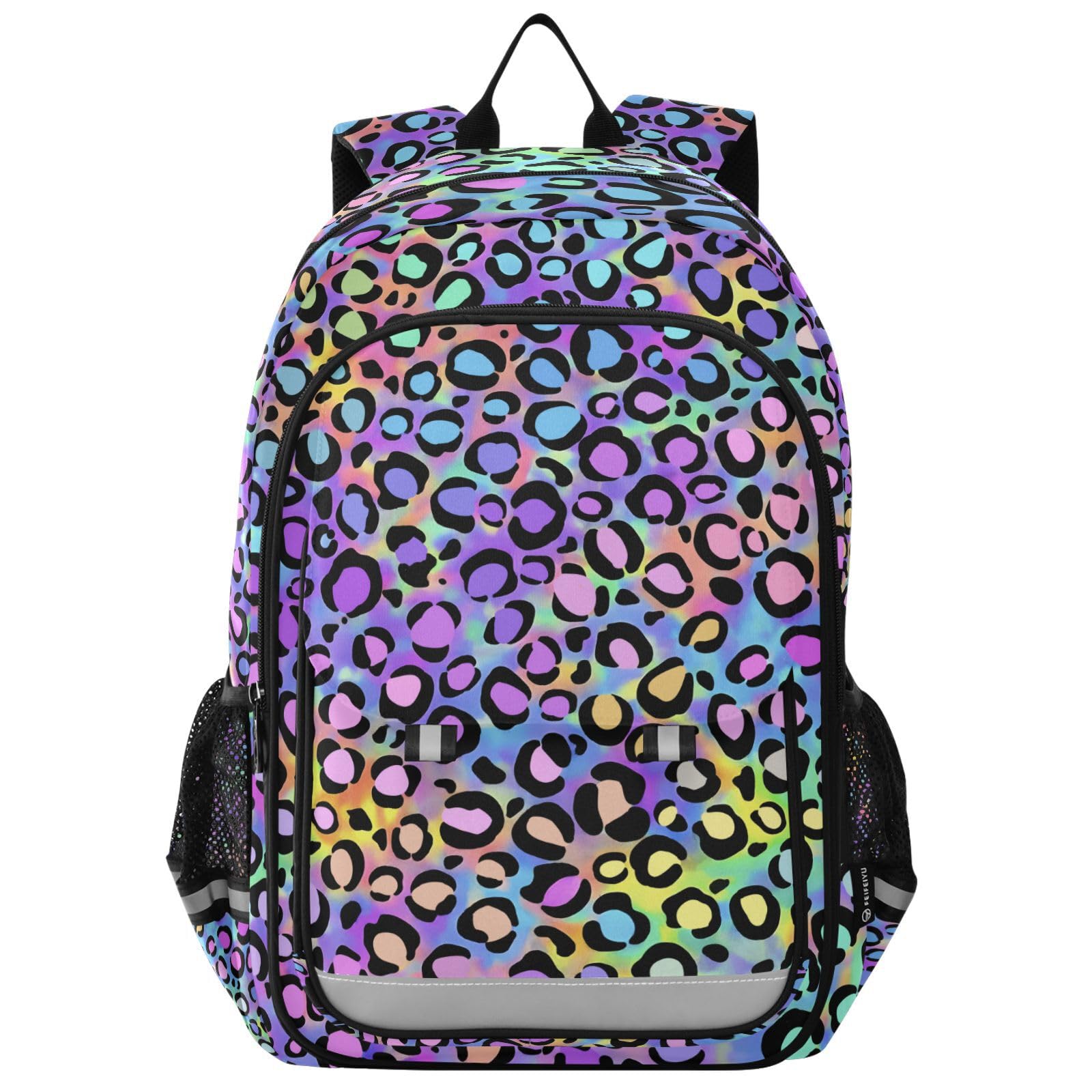 ALAZA Mochilas escolares de leopardo arcoíris, bolsa de viaje para laptop, bolsa de libros para niñas, niños, adolescentes, mujeres y hombres, Rainbow Leopard, 12.9 x 5.1 x 17.7inch, Mochilas Daypack