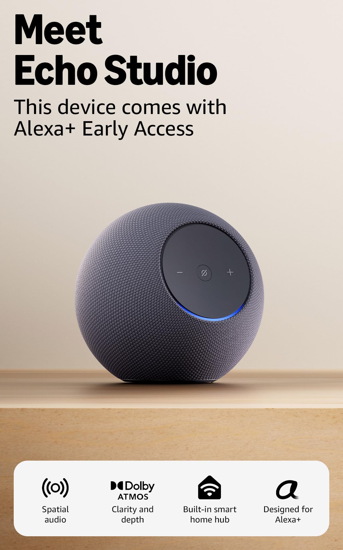 Amazon Echo Studio (newest model), our best Echo Studio yet, with immersive spatial audio and Dolby Atmos, designed for Alexa+, Graphite Graphite Pack of 1