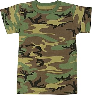 Rothco Kids Camo T-Shirt – Comfortable Outdoor Camouflage Short Sleeve Crew Neck Tee Shirt, Woodland Camo, L