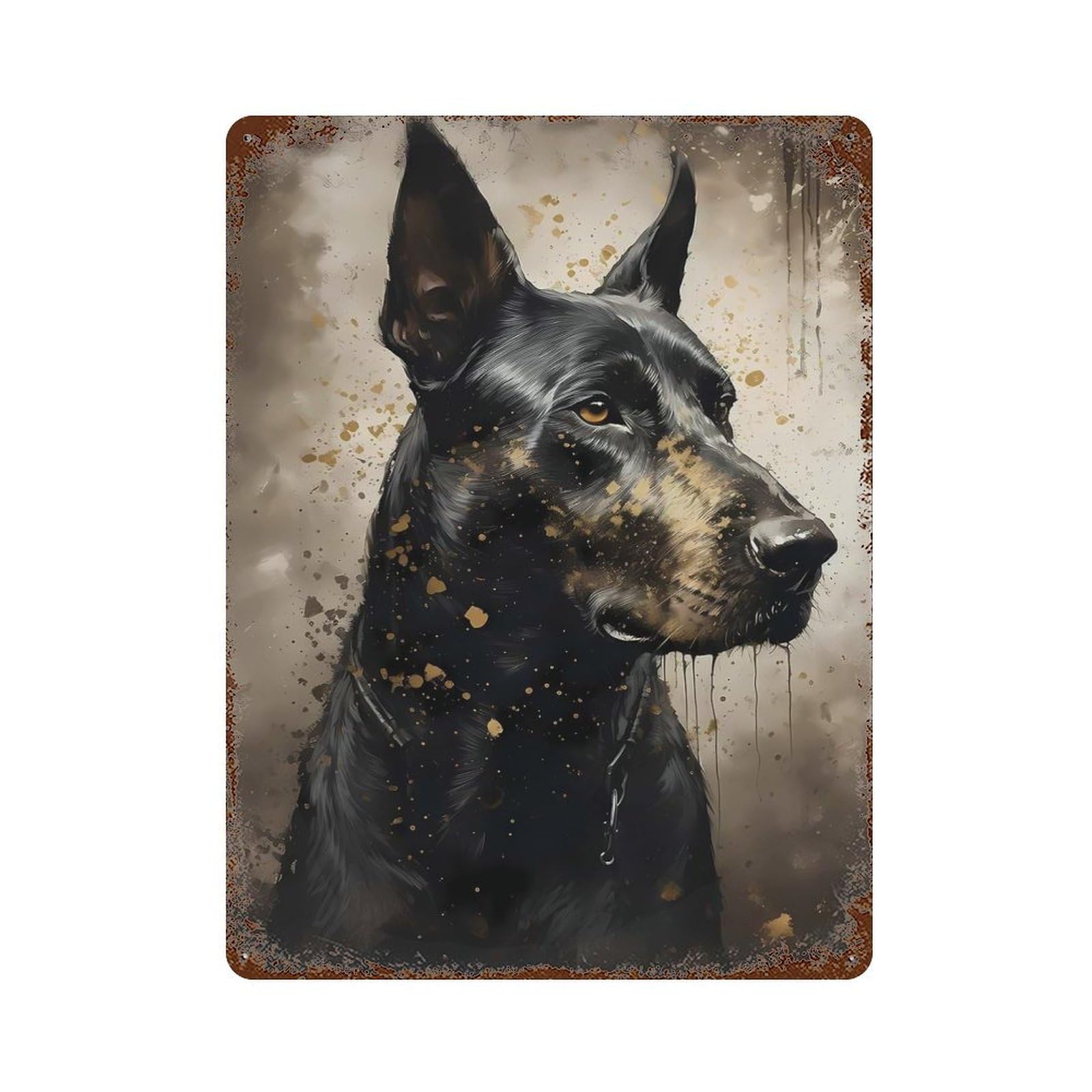 Doberman Pinscher Dog Vintage Rust Metal Sign 15.7"x11.8", for Basement, Hobby Room And Garage Decor, Farmhouse Wall Decor
