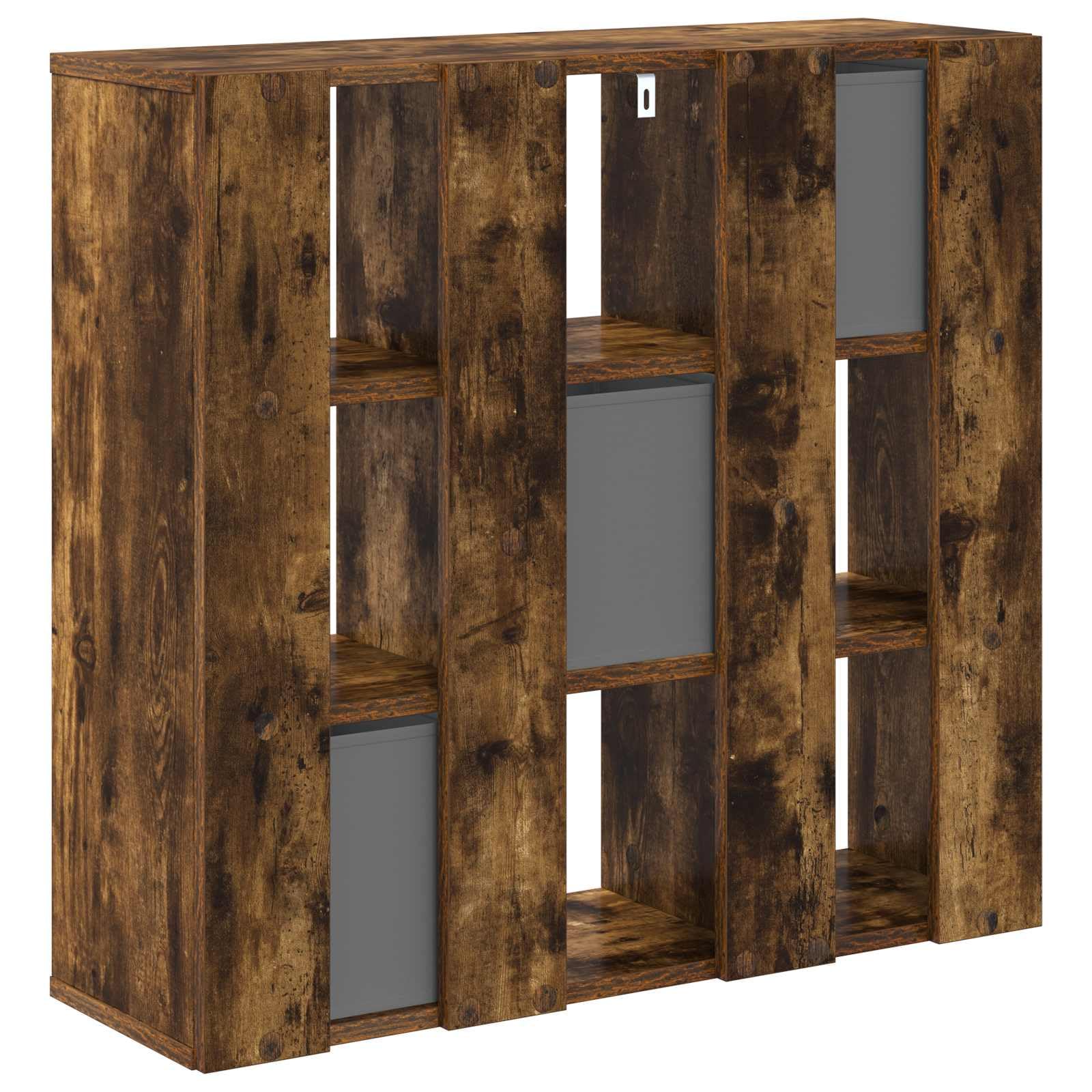 Generico Aparador moderno roble ahumado 73,5 x 24 x 69,5 cm, aparador con 3 cajones de madera de ingeniería, tiradores empotrados y estantes equipados para salón, mueble buffet con amplio