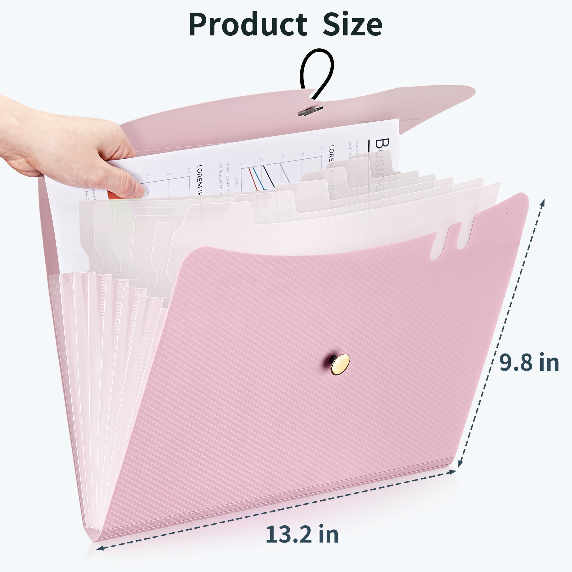 JARLINK Organizador de archivos, carpeta de archivos expansible, color rosa macarrón