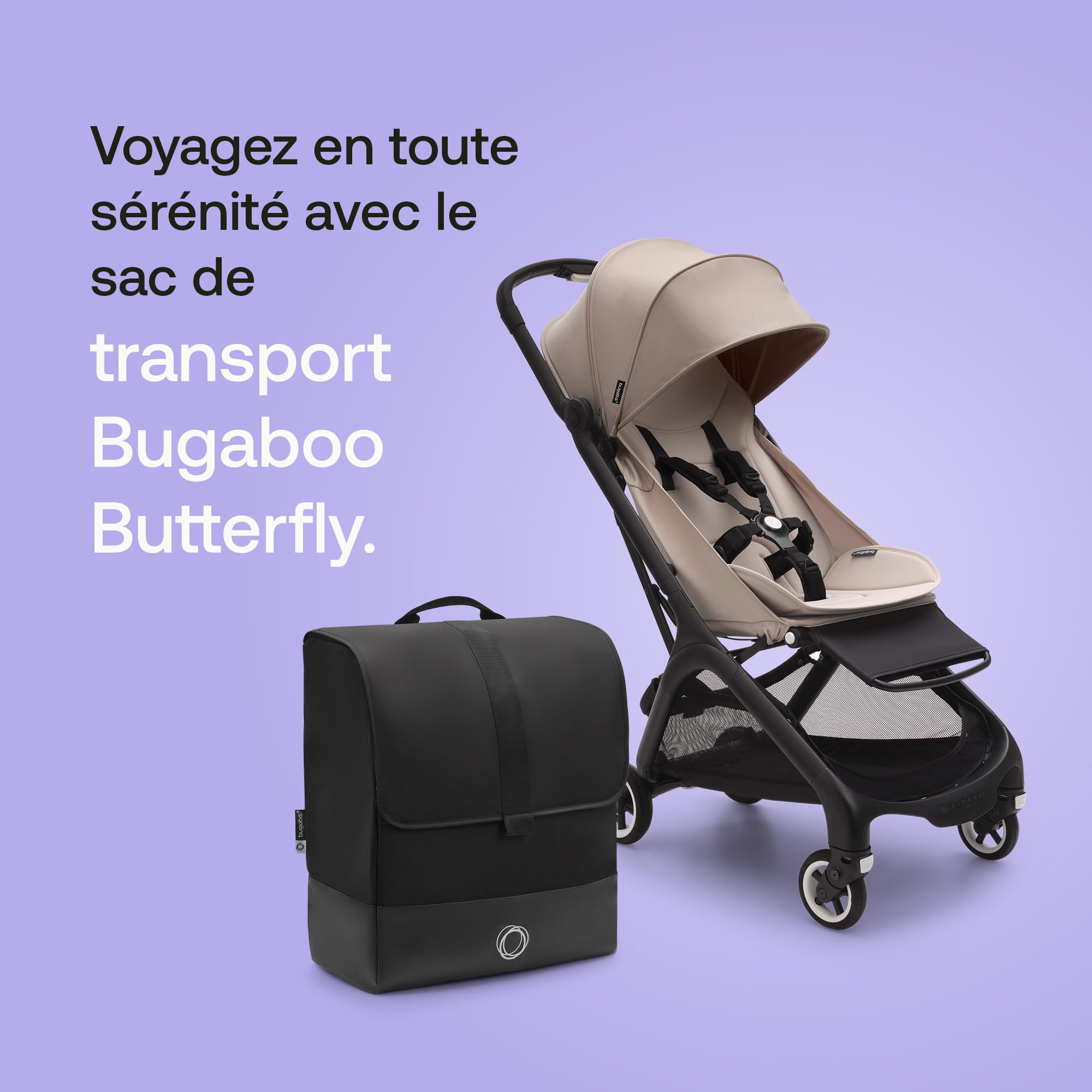 Bugaboo Sac de Transport pour Poussette Butterfly, Compatible IATA, Convient aux Compartiments supérieurs d'avion, Durable, Facile à Transporter, avec rangements pour Accessoires et Fond rembourré
