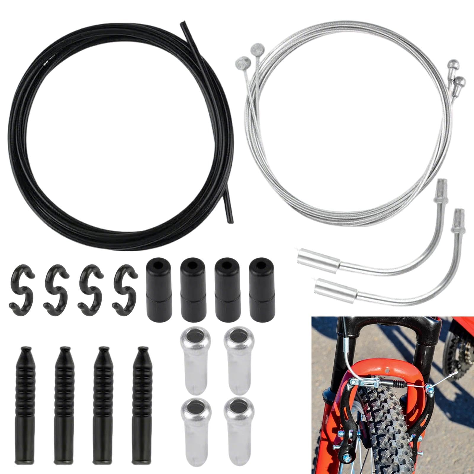 HONRIGO Dual-End Brake Cable Set, Universal Bike Shifter Kit, Inner Cable with 90° V Brake Manifolds, Compatible with Mountain & Road Bikes