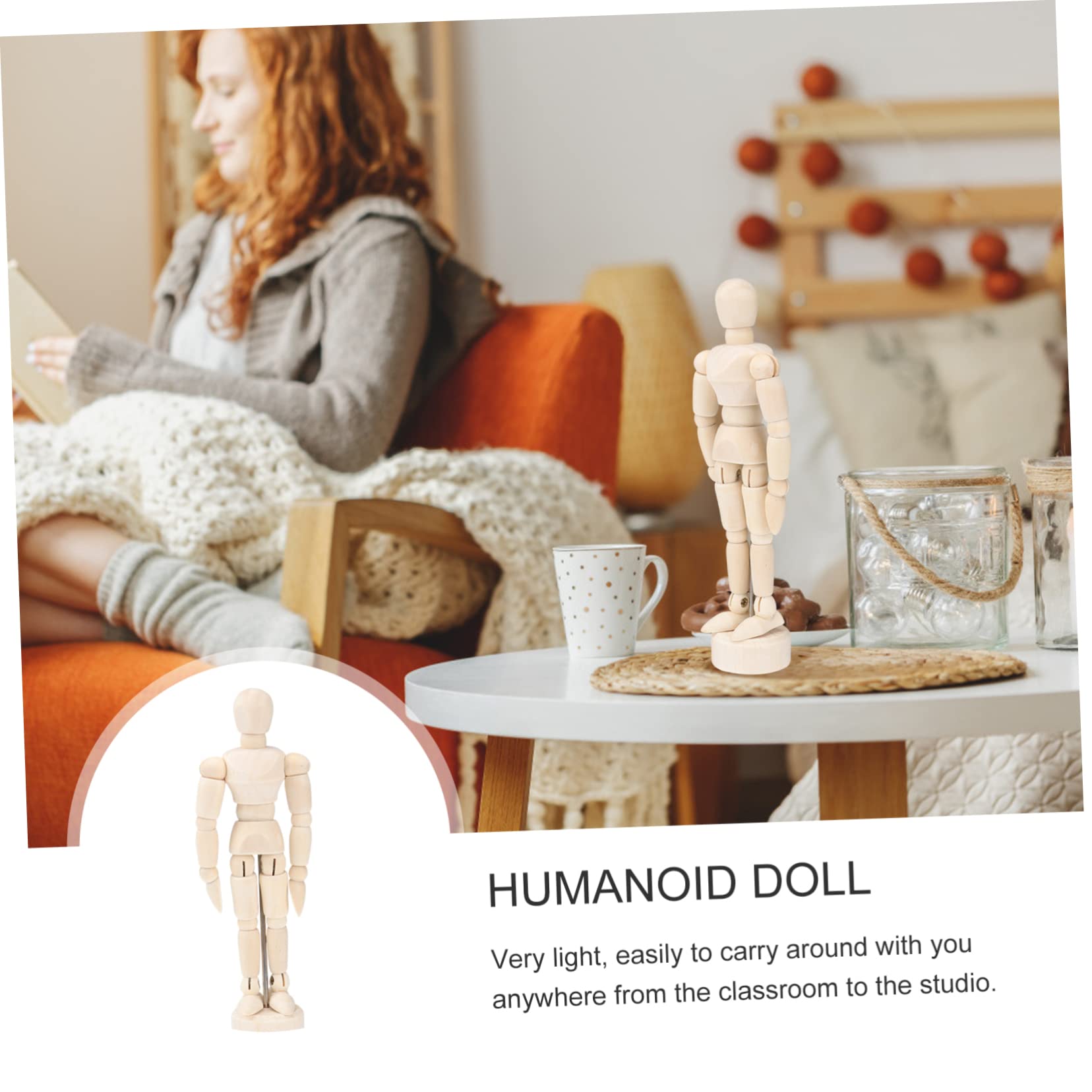 GLSTOY Elegant Wooden 3pcs Drawing Figures Lockable Pose Lightweight and Portable for Artists