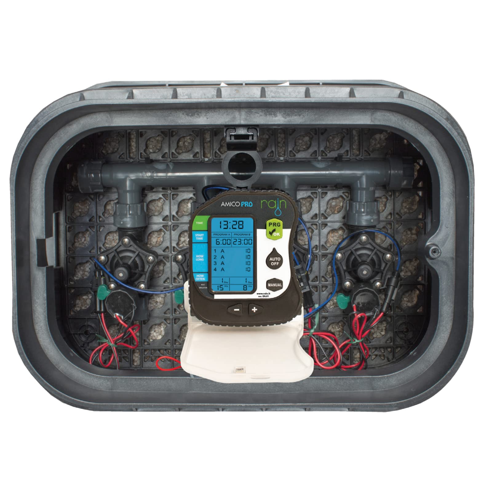 La zappa Centralina per irrigazione "Amico Pro" a batterie con schermo retroilluminato in ABS