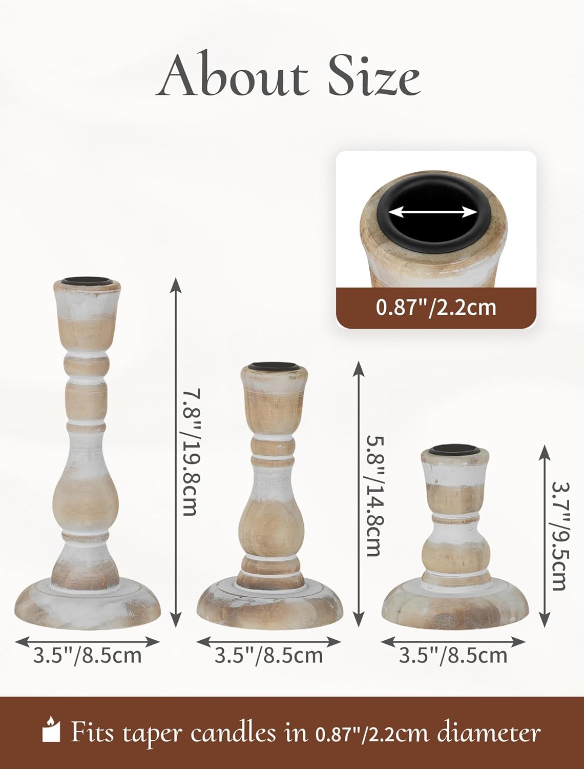 Wooden Candlestick Holders Rustic: Farmhouse Wood Taper Candle Holders Boho Candle Sticks Holder Fall Decor for Dinning Table Mantle Party Holiday Christmas Wedding Home Set of 6