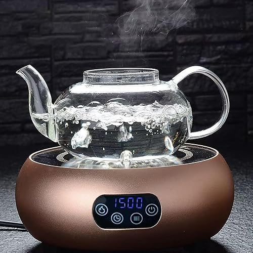 Miniatura 5 de Tetera de vidrio con infusor de vidrio transparente, tetera de 33.8 fl oz para estufa, té suelto, tetera de regalo