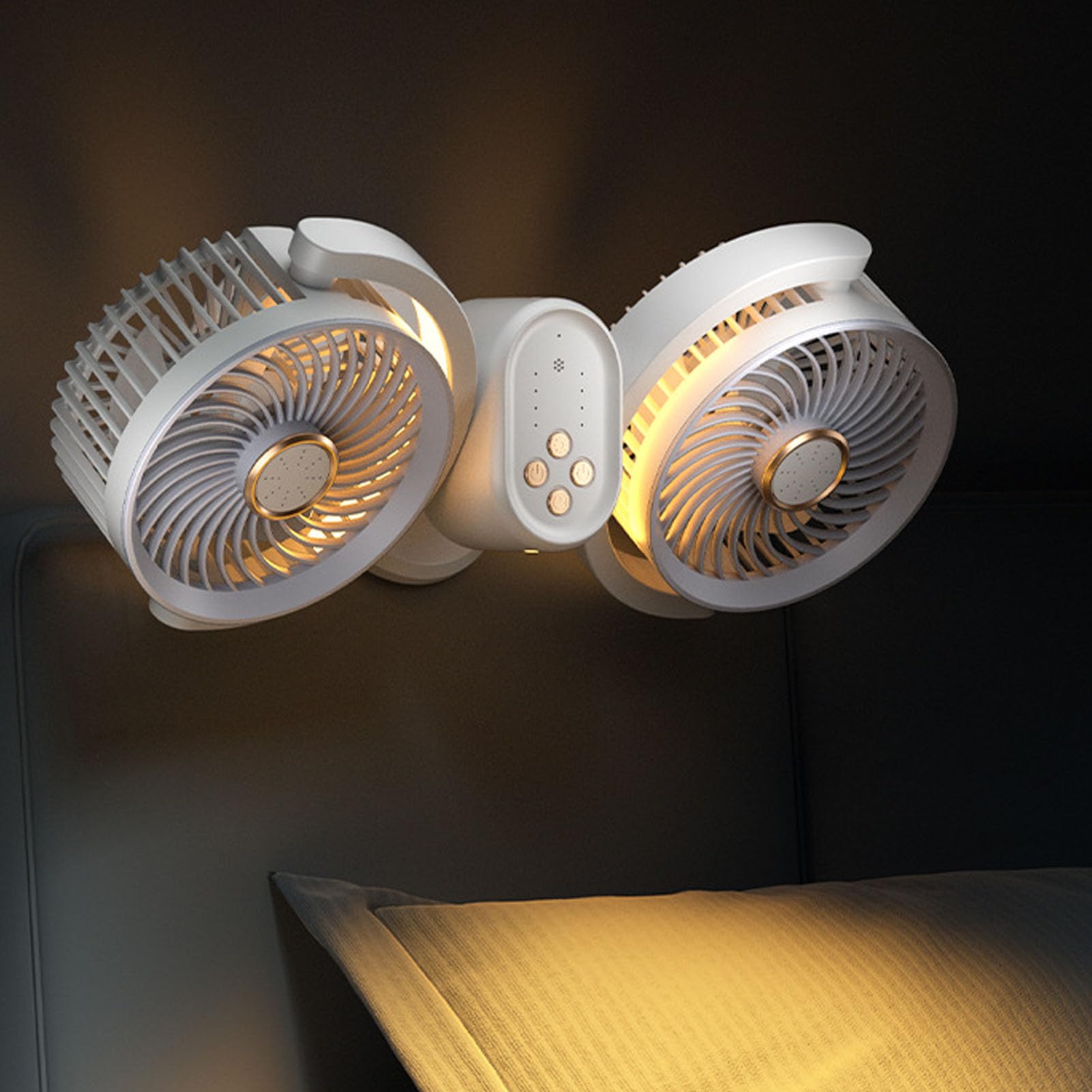 Brrnoo Ventilatore da Tavolo a Doppia Testa Ventilatore da Tavolo a Doppia Testa a con Clip Rotazione a 360° 4 velocità Altezza Regolabile Morsetto per Luce