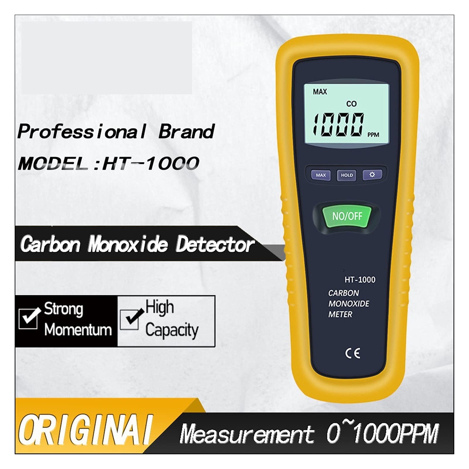 Detector de monóxido de carbono Medidor portátil digital de alta precisión Co Gas Tester Monitor Calibre Alarma Sonido 100 0ppm