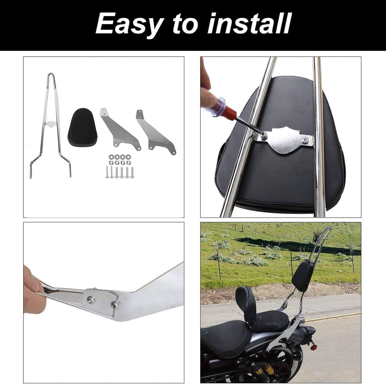 Schienale Passeggero Moto, Sissy Bar e Supporto Sedile Posteriore Compatibile con Yamaha Bolt Star XV950 XVS950 2014-2019, Ricambio in Lega per Comfort del Passeggero