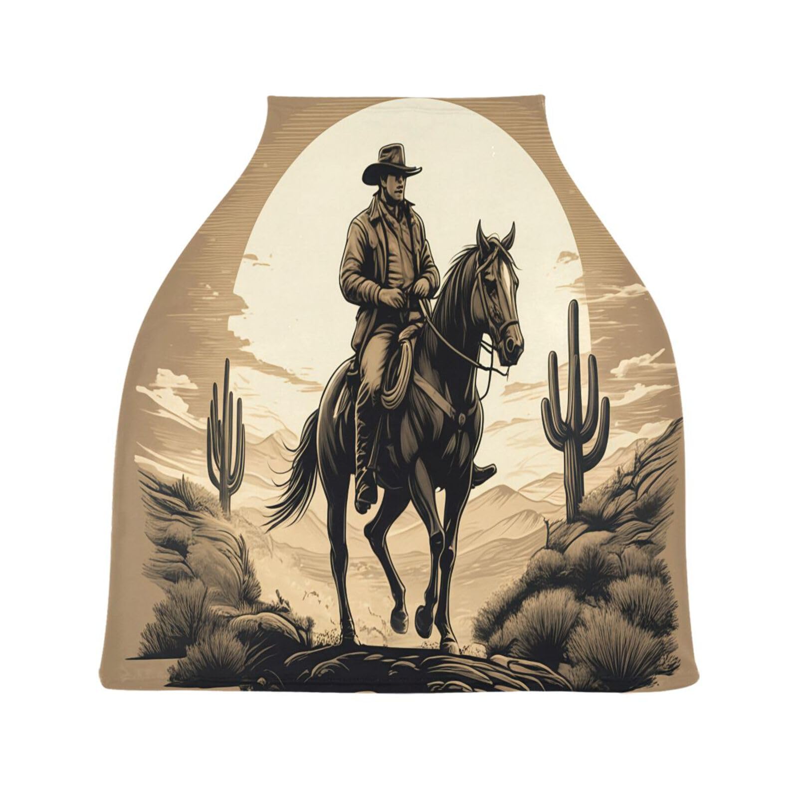 Nesatuwa Baby Car Seat Cover Cowboy Rides A Horse Across The Desert9420 Breastfeeding Covers Stretchy Breathable Multi-Use Cover Carseat Canopy for Girls and Boys