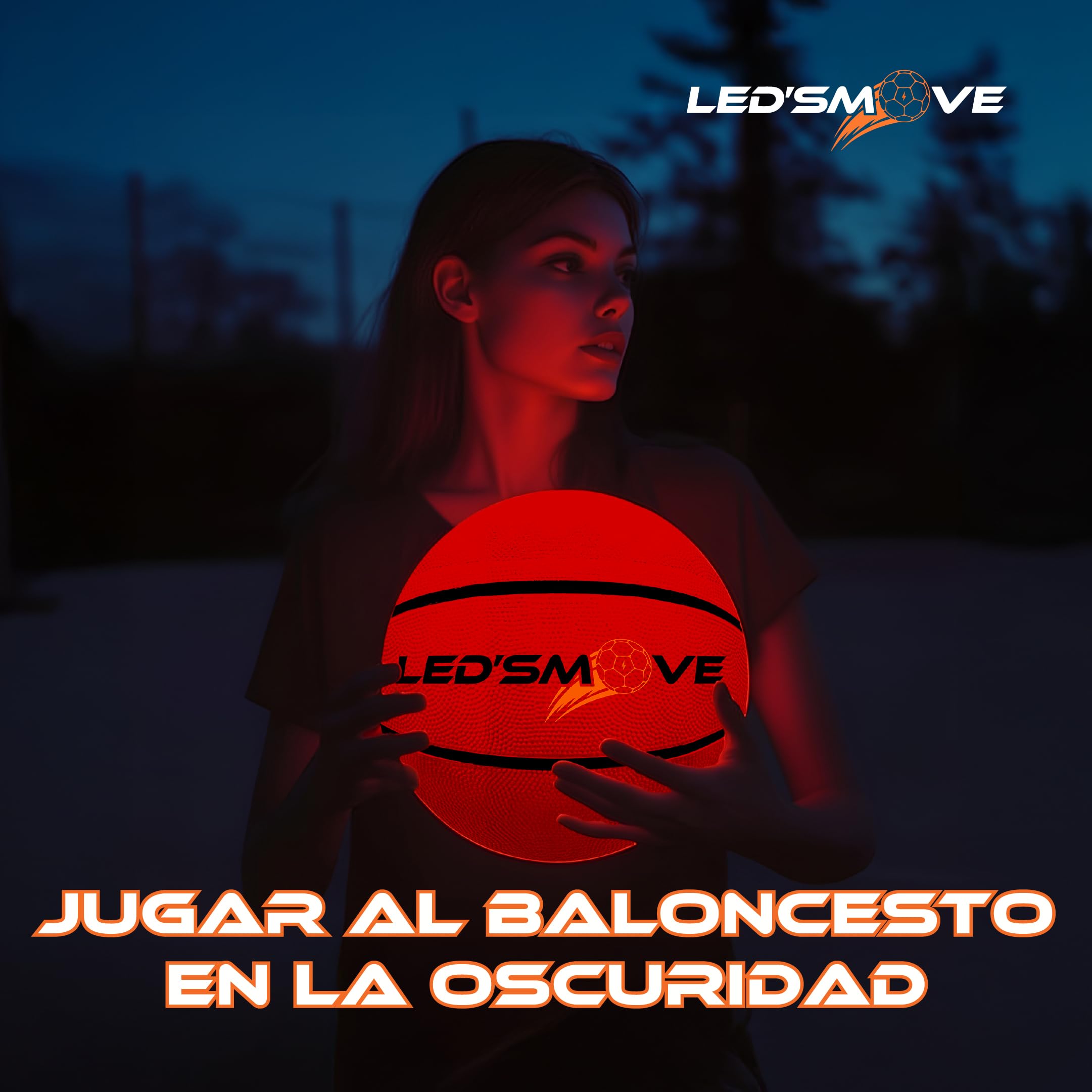 LED'S MOVE LS3 Pelota Baloncesto Luminosa LED Talla 7 Outdoor, Balón de Baloncesto Recargable USB-C, Pelota Basket Niño Exterior Interior, Niño 8 10 12 Años Jugar Fuera Casa