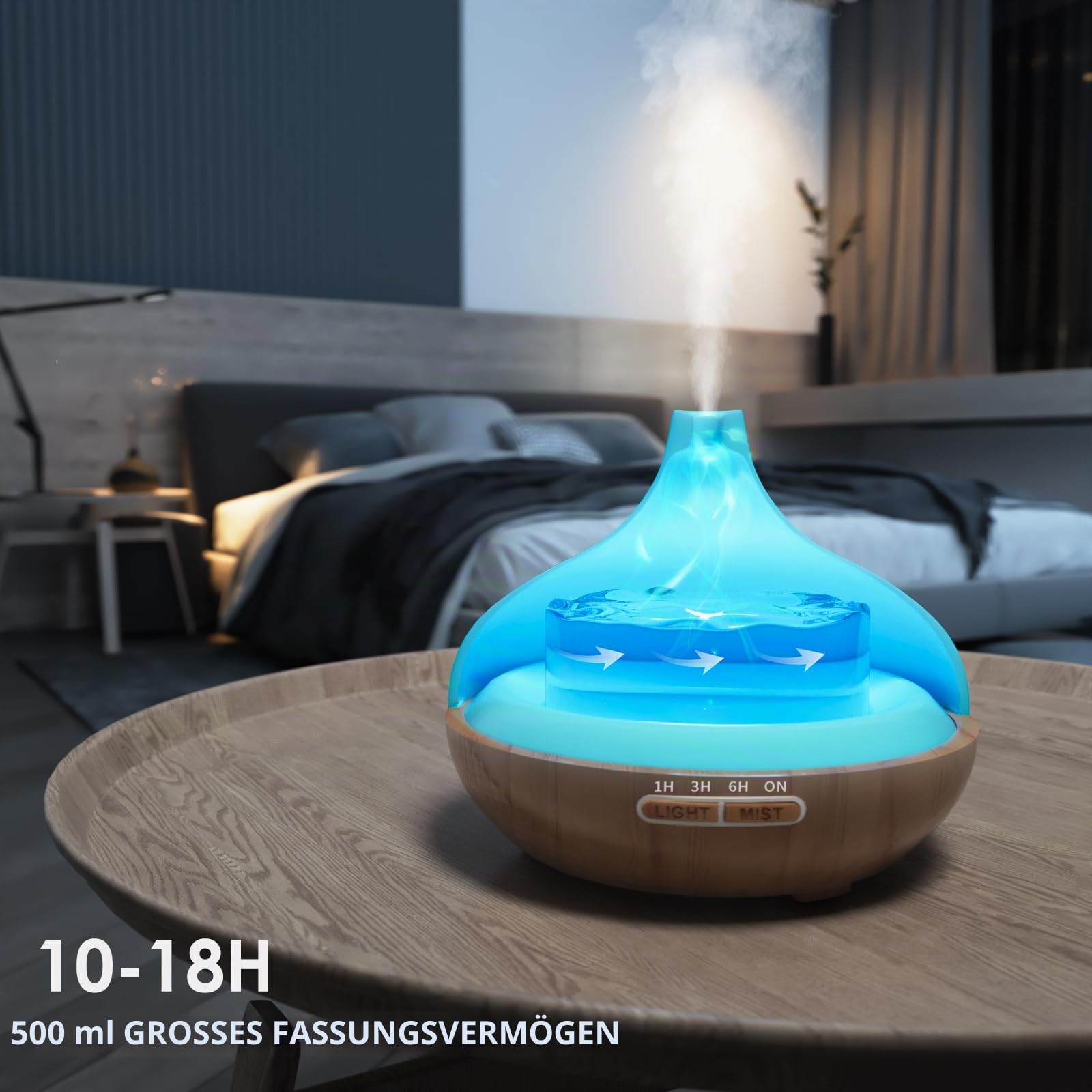Aroma Diffuser Set für ätherische Öle 500ml Fernbedienung 14 LED Farben 4 Timer Einstellungen Raumduft Ideal für Entspannung, Wellness & Aromatherapie