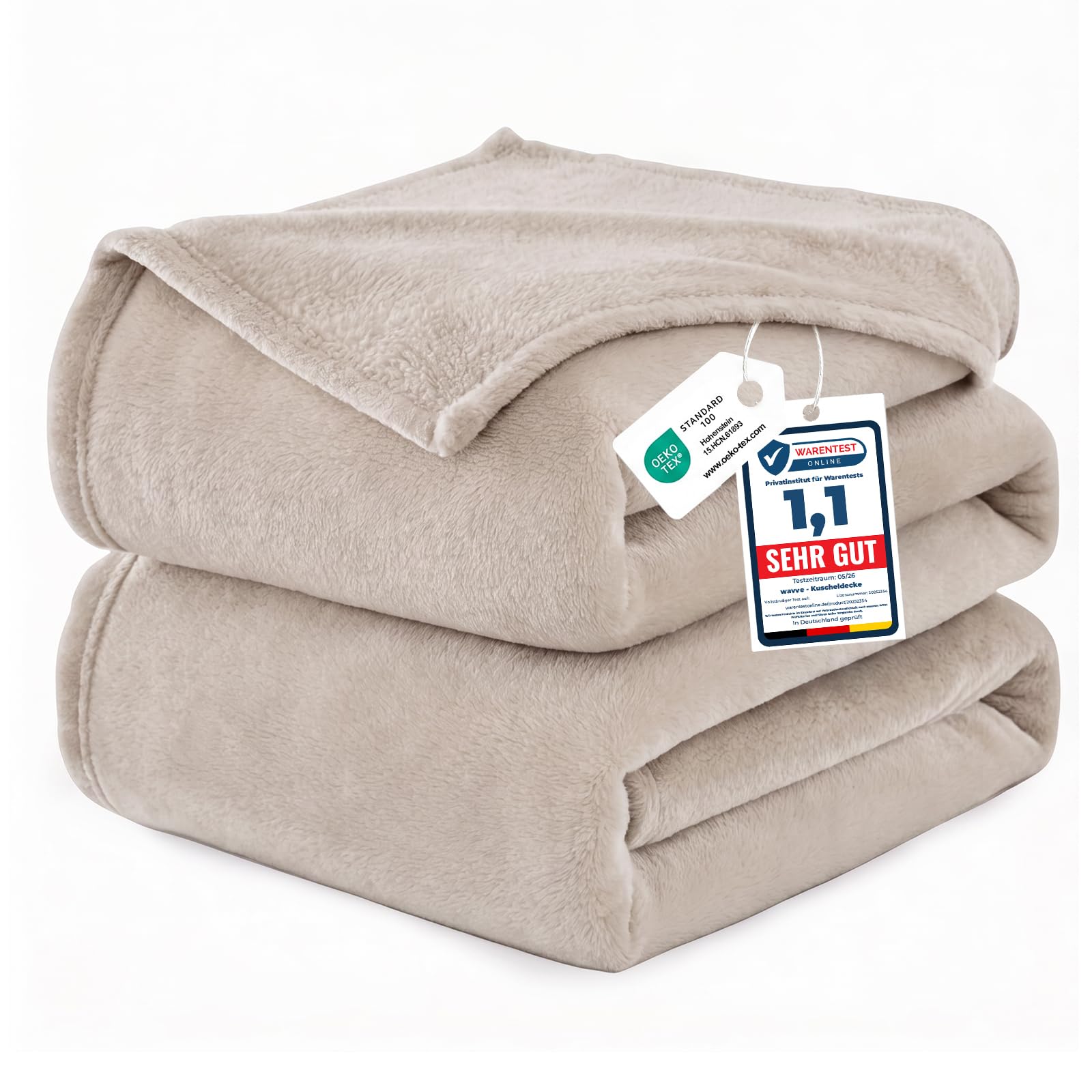 WAVVE Plaid Coperta Pile di Flanella 260gsm - 230x270 cm, Marrone Oxford - Coperta Grande 270x230, Divano/Letto Matrimoniale, Calda e Morbida, Marrone Oxford
