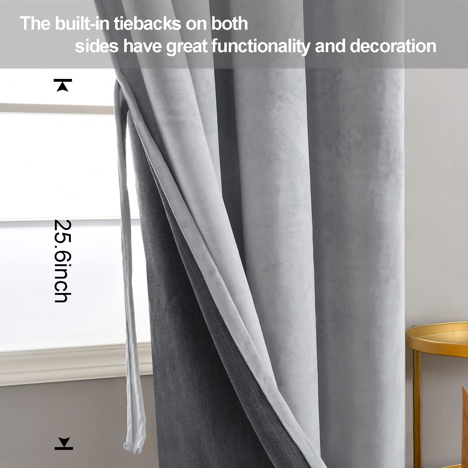 JIUZHEN Velvet Blackout Curtains, Set of 2, Soft Opaque Curtains with Eyelets for Bedroom 140 x 175 cm (width x height), Grey - Image 4