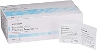 McKesson Benzalkonium Chloride Antiseptic Wipes, 100 Sterile Individually Wrapped Towelettes for First Aid & Skin Cleansing