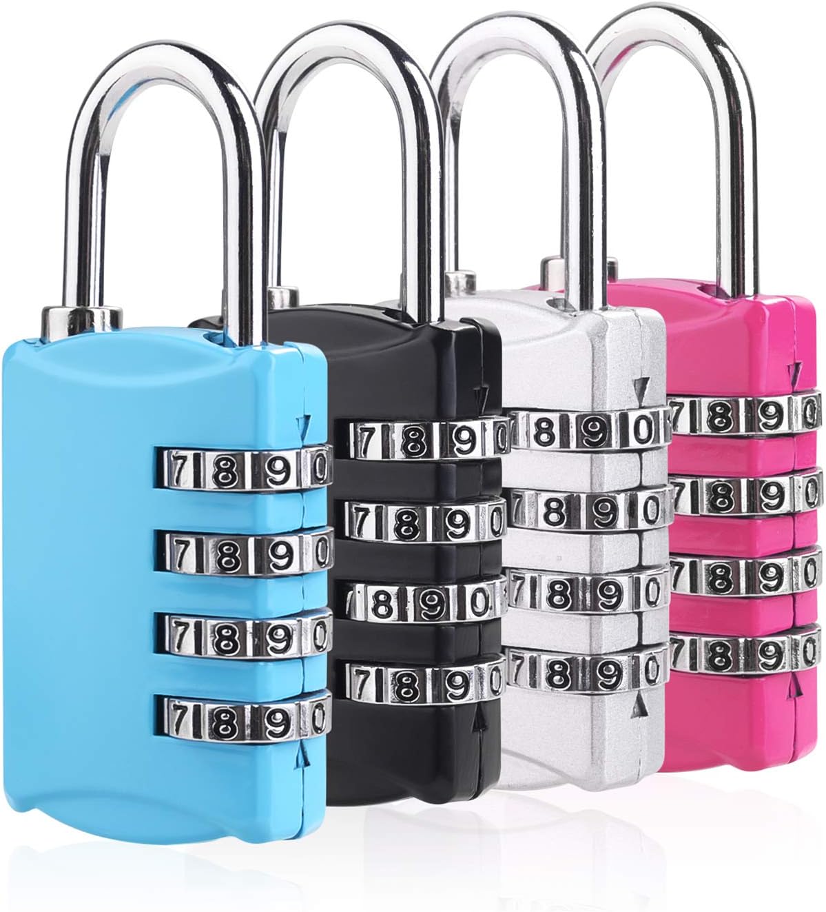 Combination Locks, 4 Digit Luggage Locks Padlock for School Gym Sports Locker, Fence, Toolbox, Case, Hasp Storage, 4 Packs