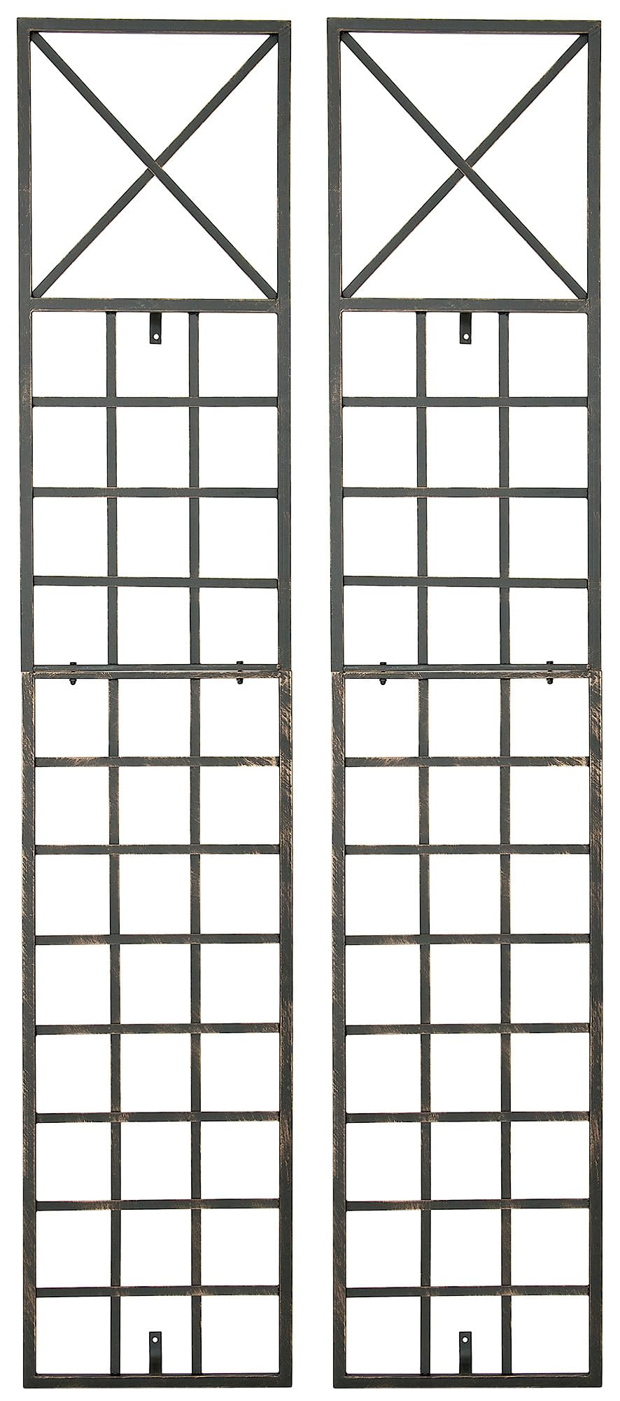 CLP 2er Set Rankgitter Trigo Zur Wandbefestigung I Rankhilfe Für Die Wand I Rankzaun Aus Lackiertem Metall, Farbe:Bronze