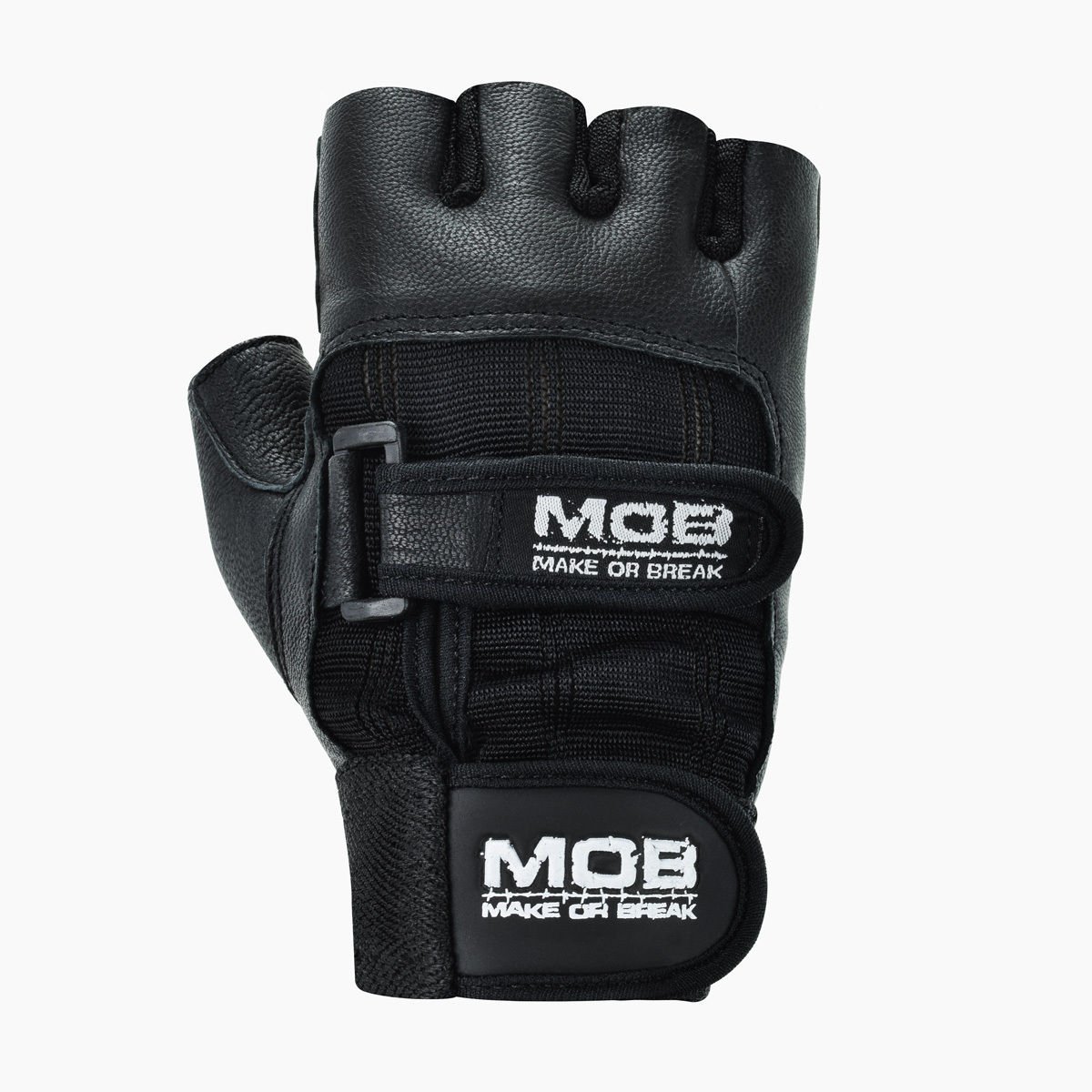 Weight Lifting Leather Half Finger Double Strap Gloves with Wrist Support Anti Slip
