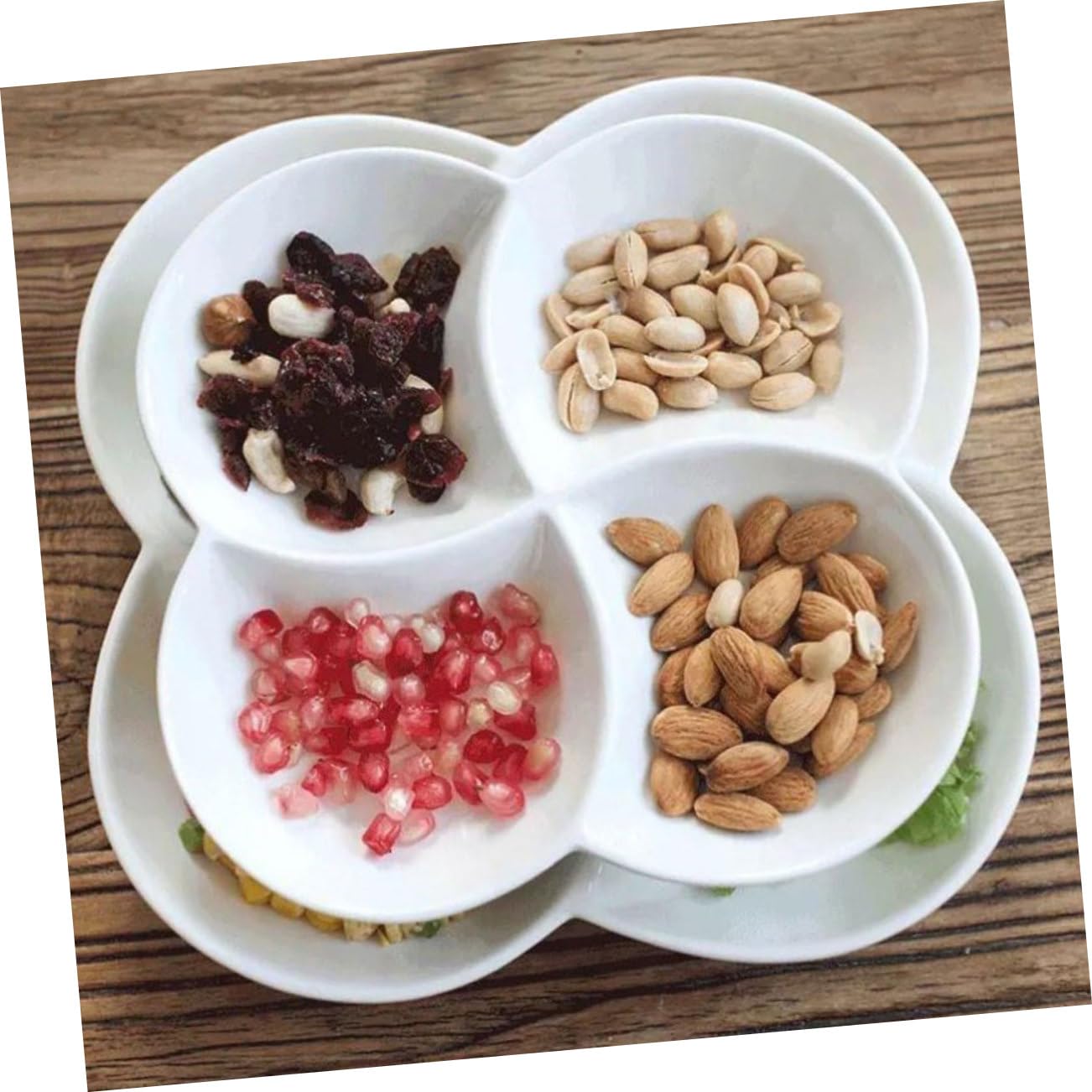 Assiette de Service à 4 Compartiments en Céramique Blanche