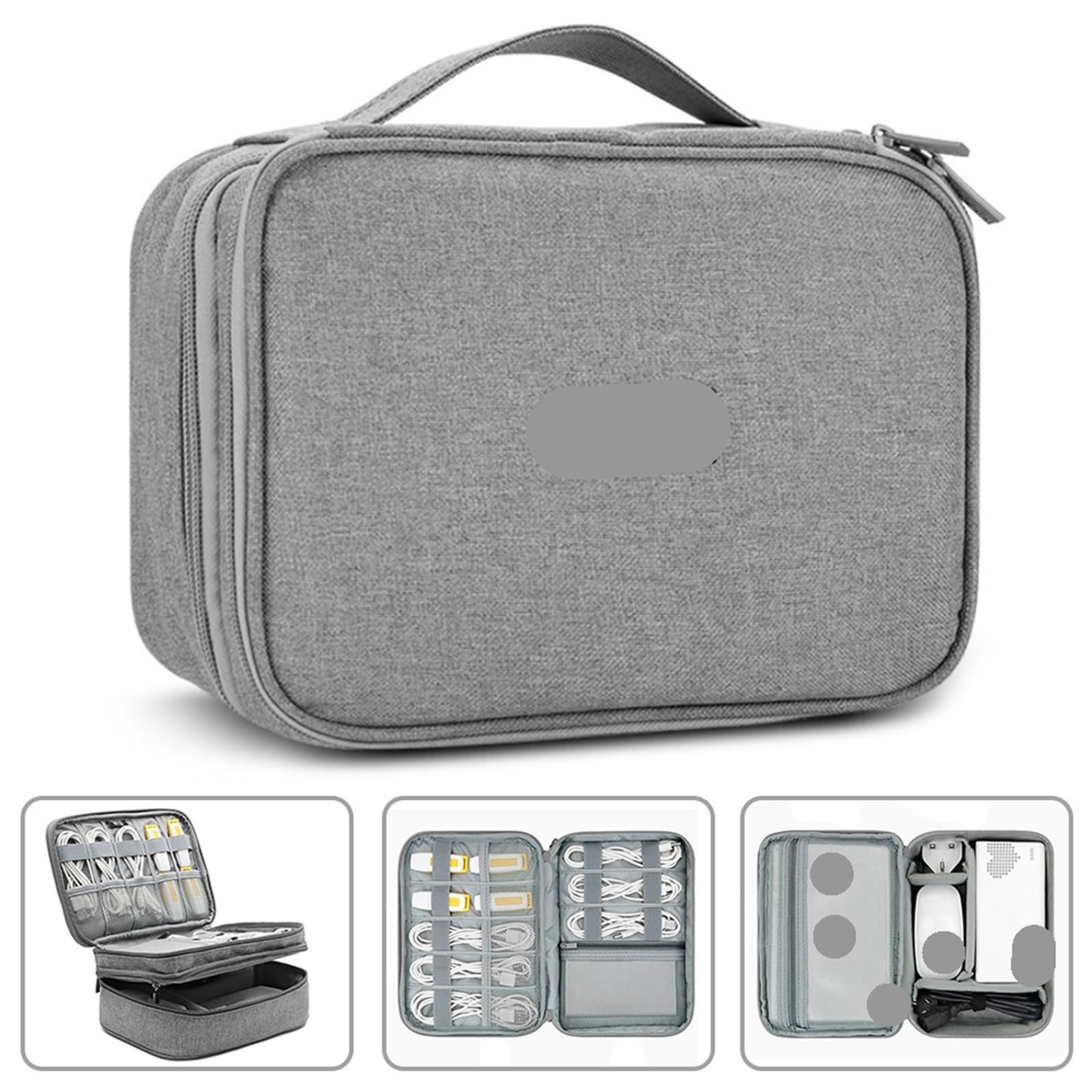 Borsa Organizer Per Cavi Custodia multiuso/organizzatore for accessori elettronici da viaggio 2 pezzi, for Power Bank, disco rigido, caricabatterie(Double layer black)