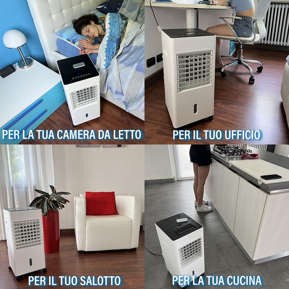 ARTIC BREEZE Raffrescatore d'Aria Portatile senza Tubo Esterno | Raffrescatore Evaporativo per Camera da Letto, Ufficio, Salotto, Cucina | Compatto e Silenzioso