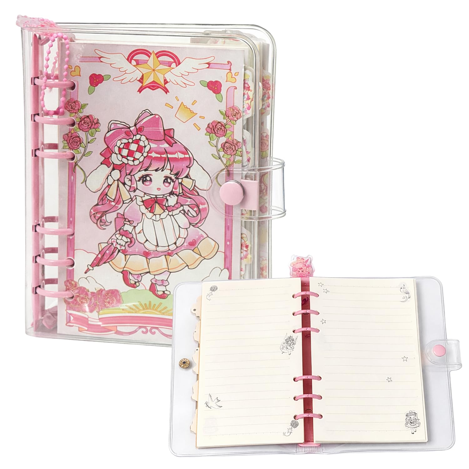FunBlast Cute Kawaii A5 Spiral Notebook Diary with Button Closure – Little Princess Design Journal with Dividers, Refillable Pages & Tabs, Birthday Gift's for Girls (160 Pages) (Pink)-image-31