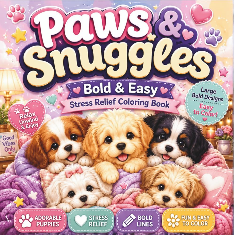 Paws & Snuggles: Cute & Cozy Puppy Coloring Pages for Relaxation, Mindfulness, and Creative Fun