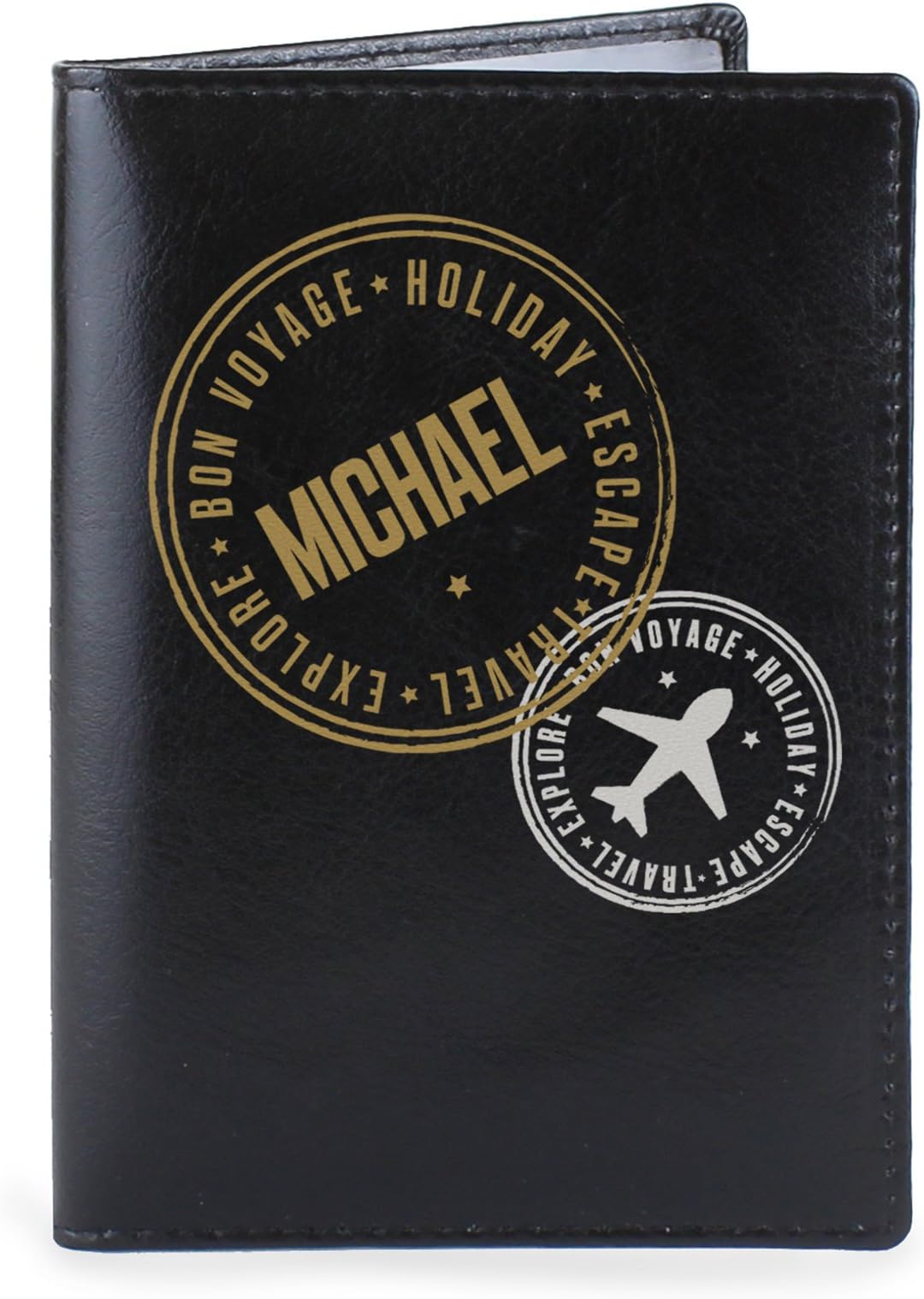 Black Leather Personalised Passport Holder ~ Add Your Name