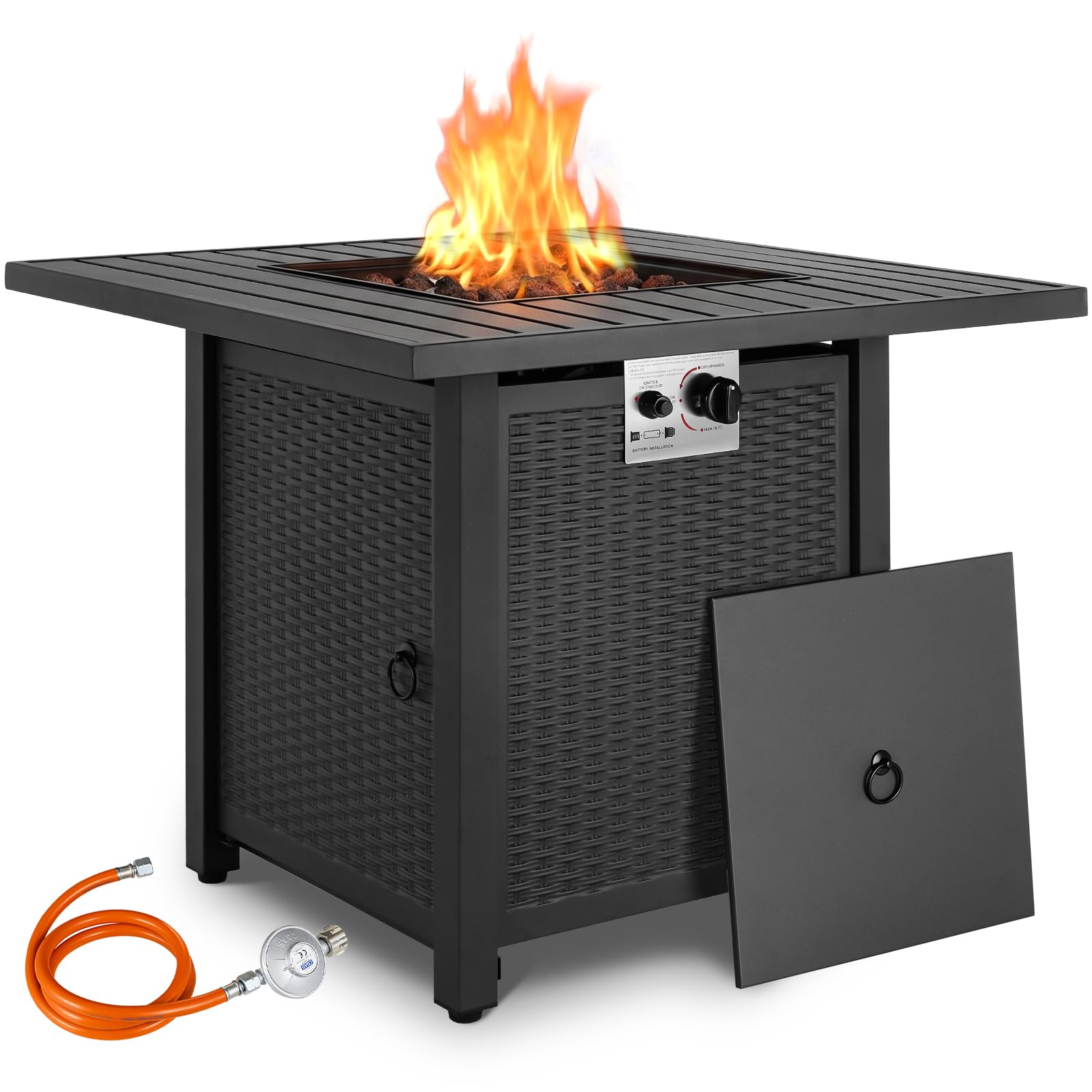 TLGREEN 30" Gas Feuerstelle Outdoor, Feuertisch mit wasserfester Schutzhülle &Lavasteinen, 76*76*64 cm, 14.5 kW, Gasfeuerstelle Garten, Balkon, Gas feuerschale, Gas Gartentisch, Gaskamin, 4PCS Füße