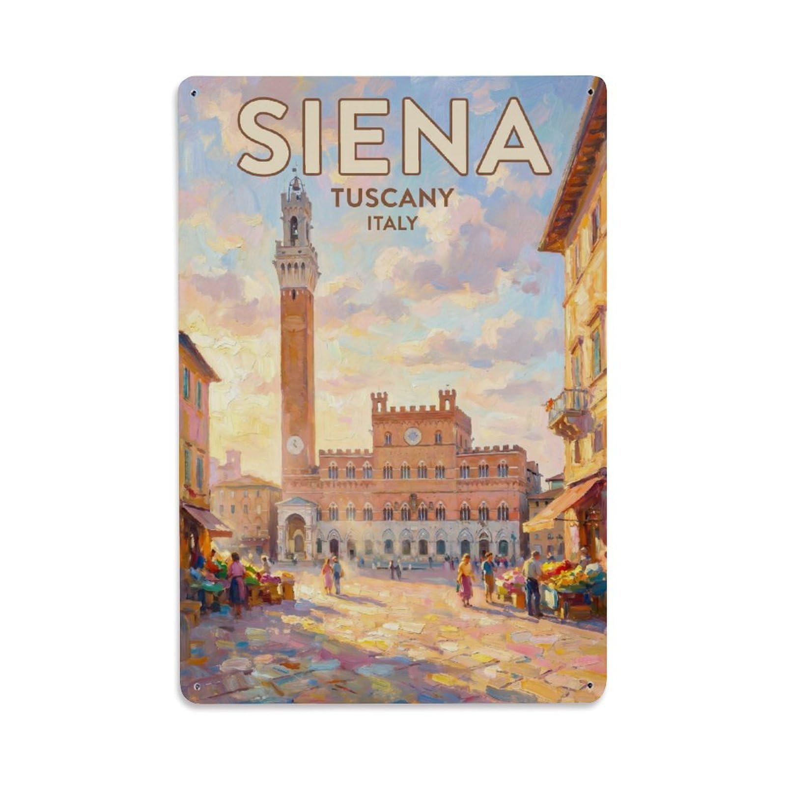 Olhnbad Style Cathedral Siena Italy Impressionist City Travel Metal Tin Sign