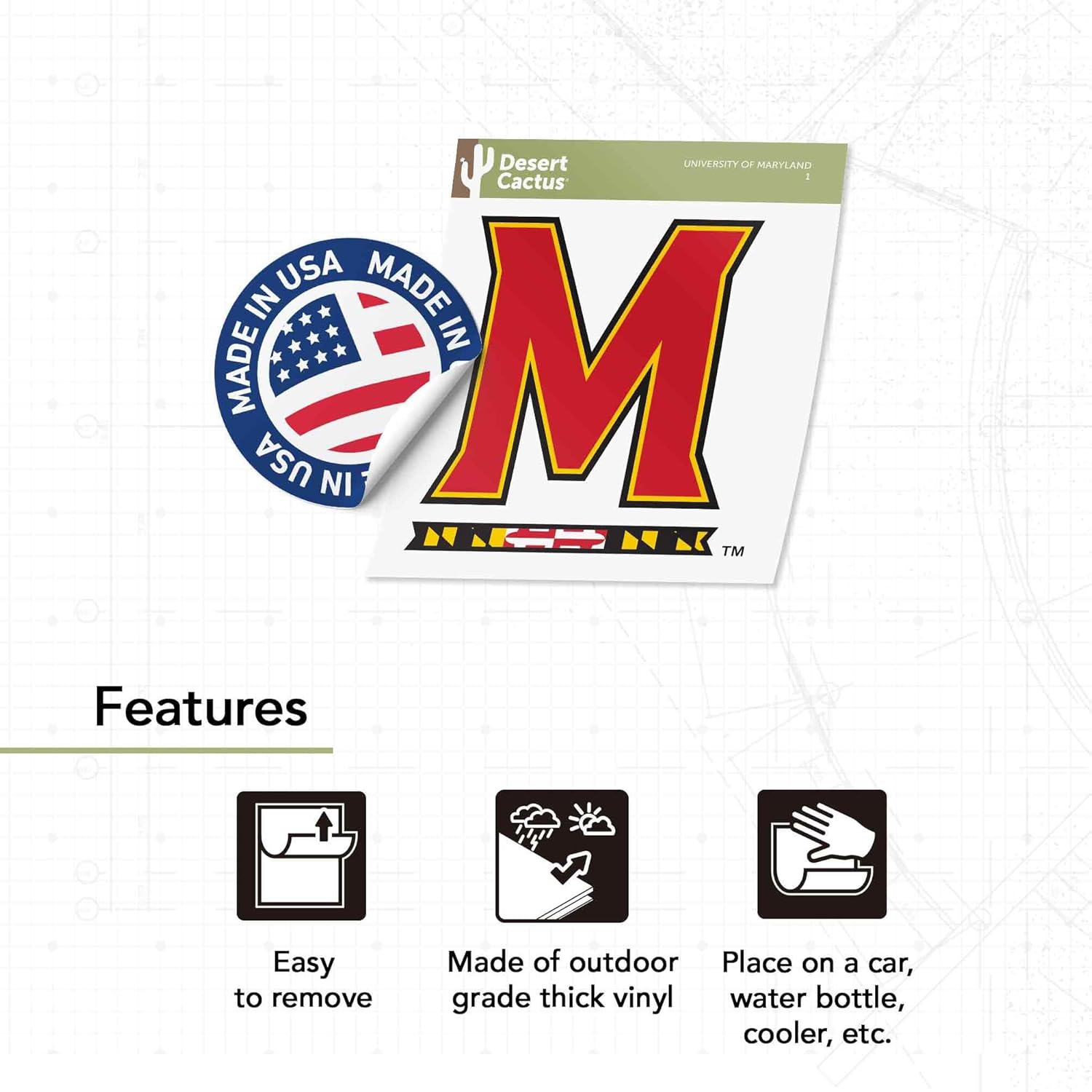 Desert Cactus University of Maryland Sticker Terrapins UMD Terps Vinyl Decal Laptop Water Bottle Car Scrapbook (IND 1) - Image 4