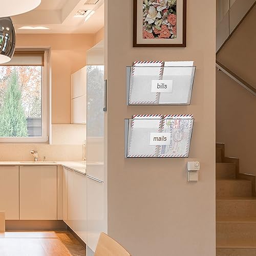 Miniatura 7 de Acrimet Soporte organizador de archivos de bolsillo para montaje en pared (ganchos incluidos) (color cristal transparente) (paquete de 2)