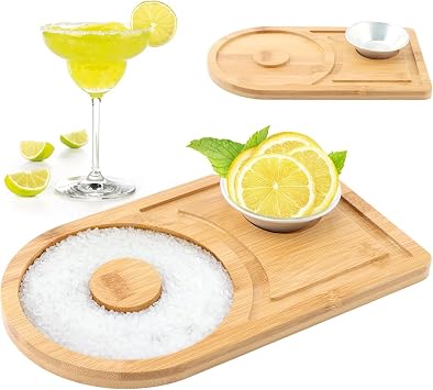 Margarita Salt Rimmer Set,Bamboo Sugar Rimmer for Cocktails with Bowl,Margarita Rimmer for Cocktails for Various Type Drinks,Bartender Accessories for Home Bar,Margarita Kit