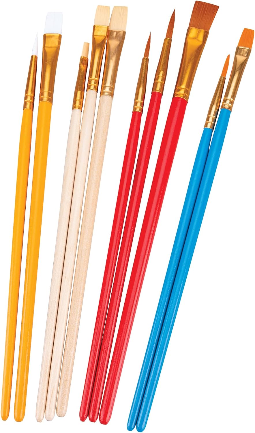 Performance Tool 1120 Assorted Bristle Size Brush Set with Plastic Handles, Ideal for Detailing, Cleaning, and General Purpose Use
