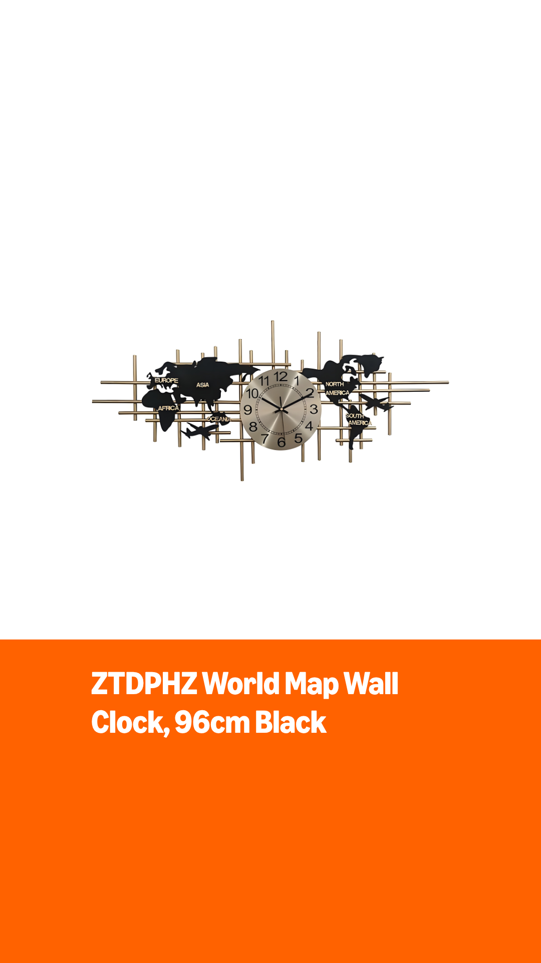 Reloj de pared moderno grande mapa mundial metal 96cm miniatura 6